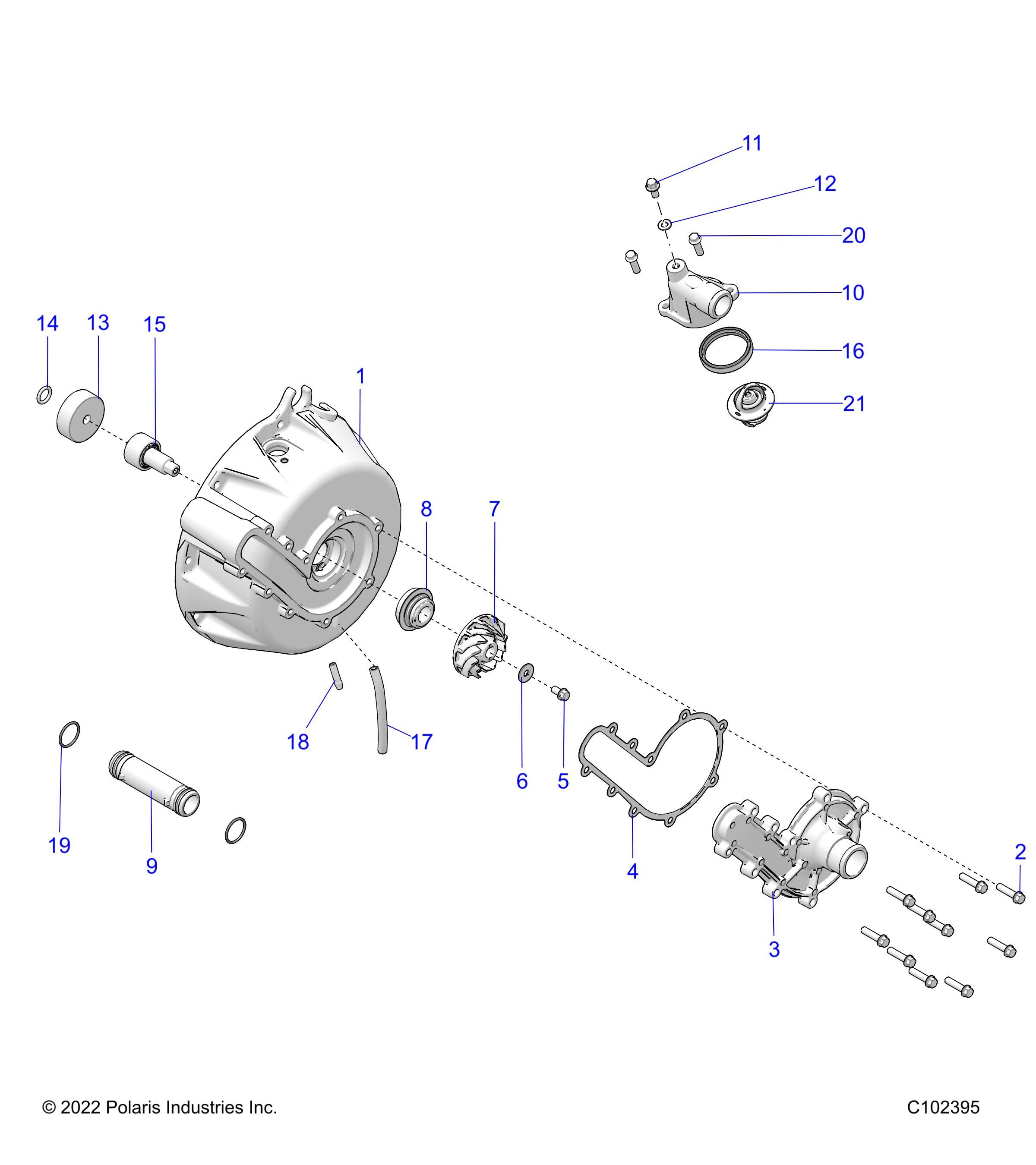 MOTEUR SYSTEME DE REFROIDISSEMENT ET POMPE A EAU POUR SCRAMBLER XP 1000 S 55 2022