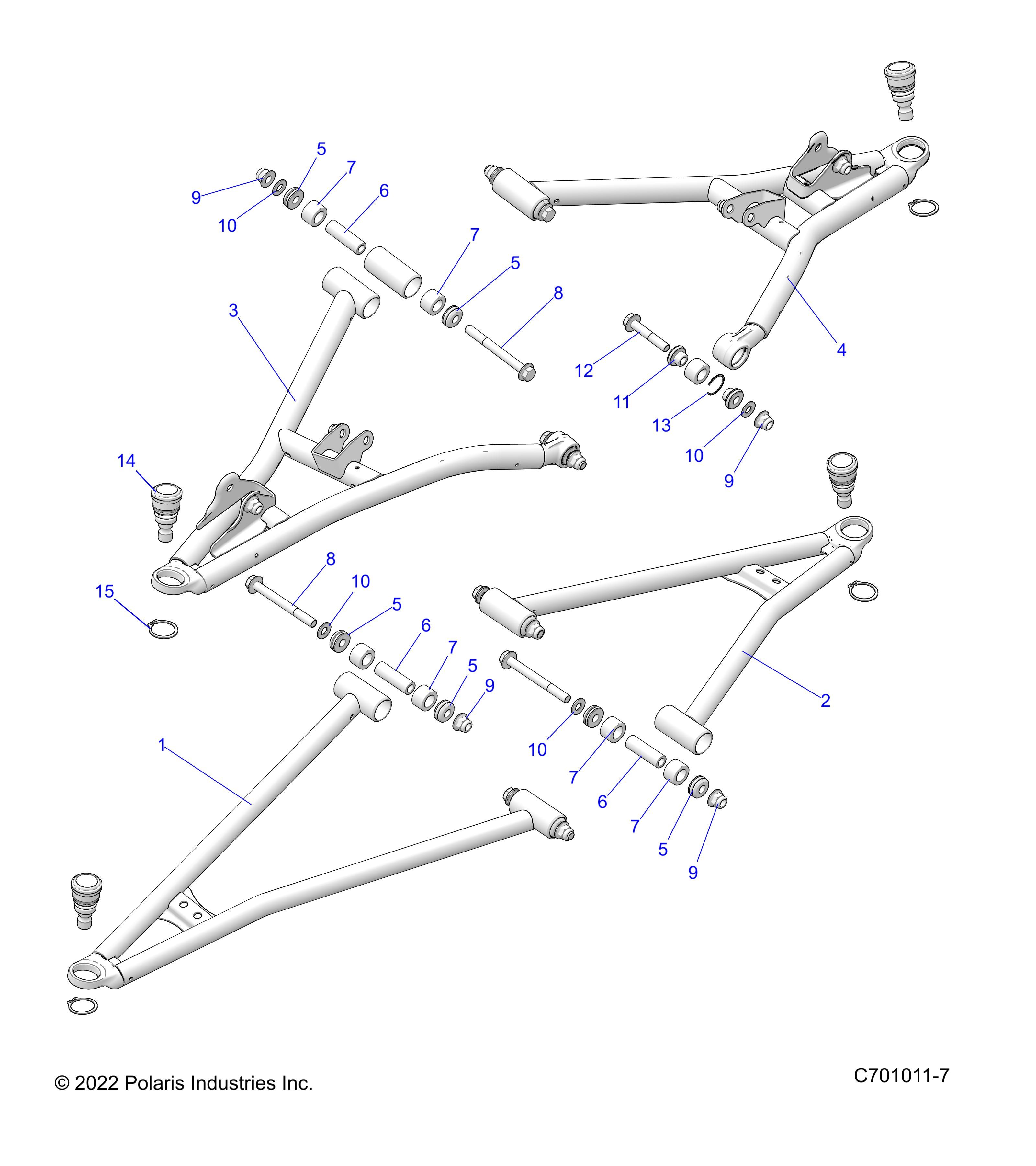SUSPENSION FRONT CONTROL ARMS POUR RZR TRAIL S 1000 EPS 3PC 2023