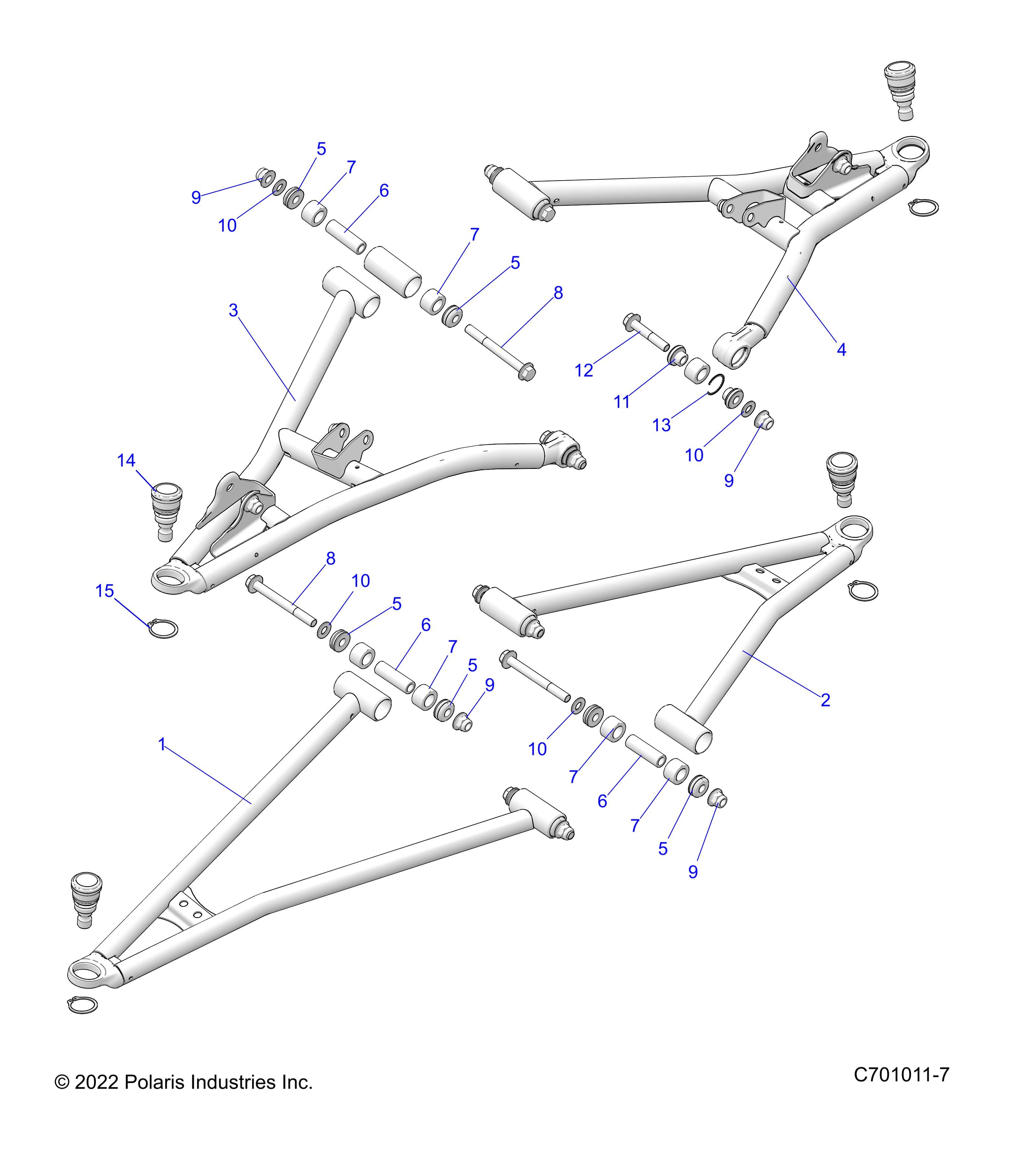 SUSPENSION FRONT CONTROL ARMS POUR RZR TRAIL S 1000 EPS 3PC INTL R01 2023