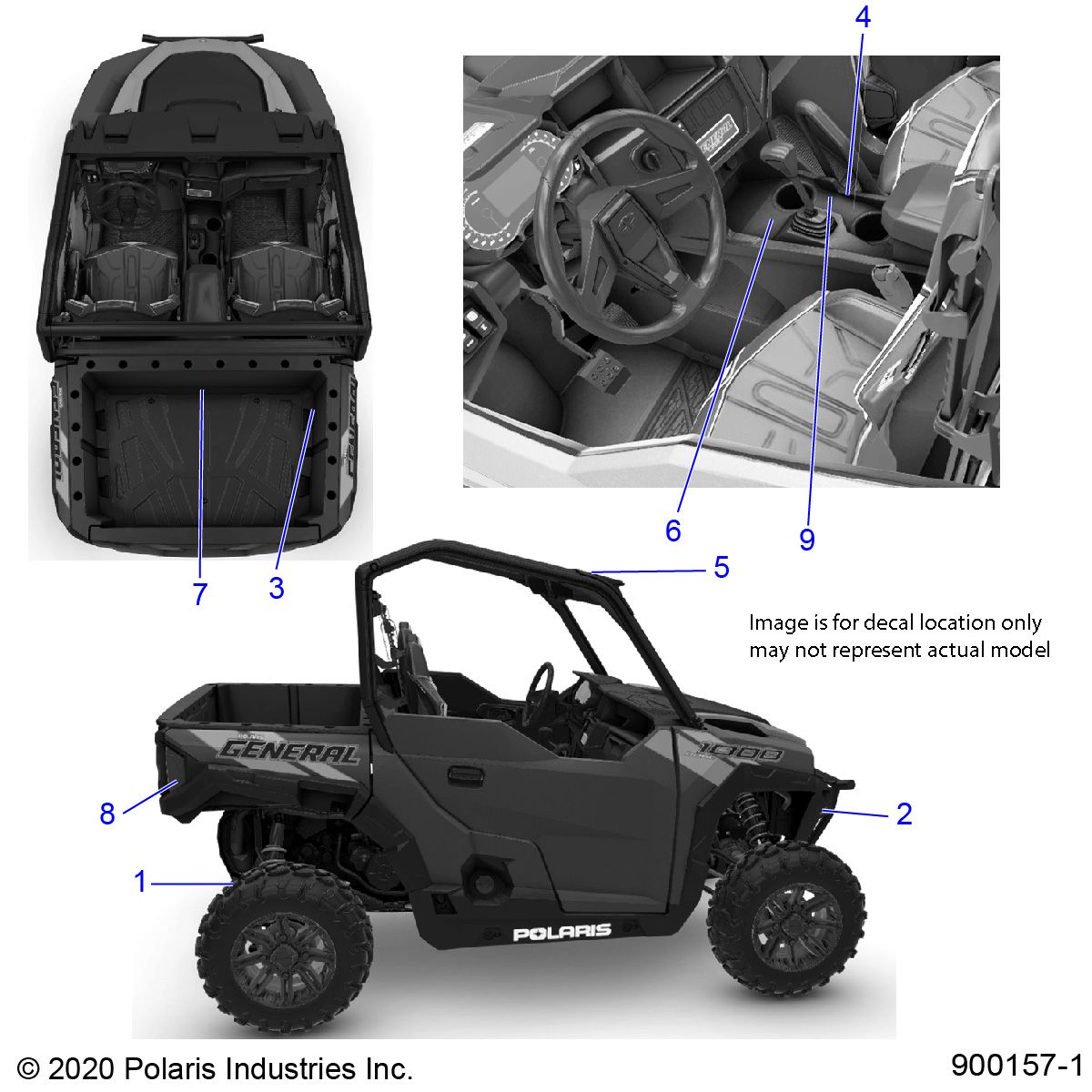 CARROSSERIE AUTOCOLLANTS AVERTISSEMENT POUR GENERAL 1000 DELUXE EPS 2022