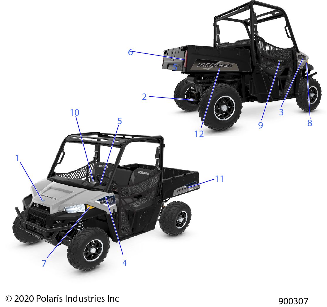 CARROSSERIE AUTOCOLLANTS GRAPHIQUE POUR RANGER 570 R02 2022