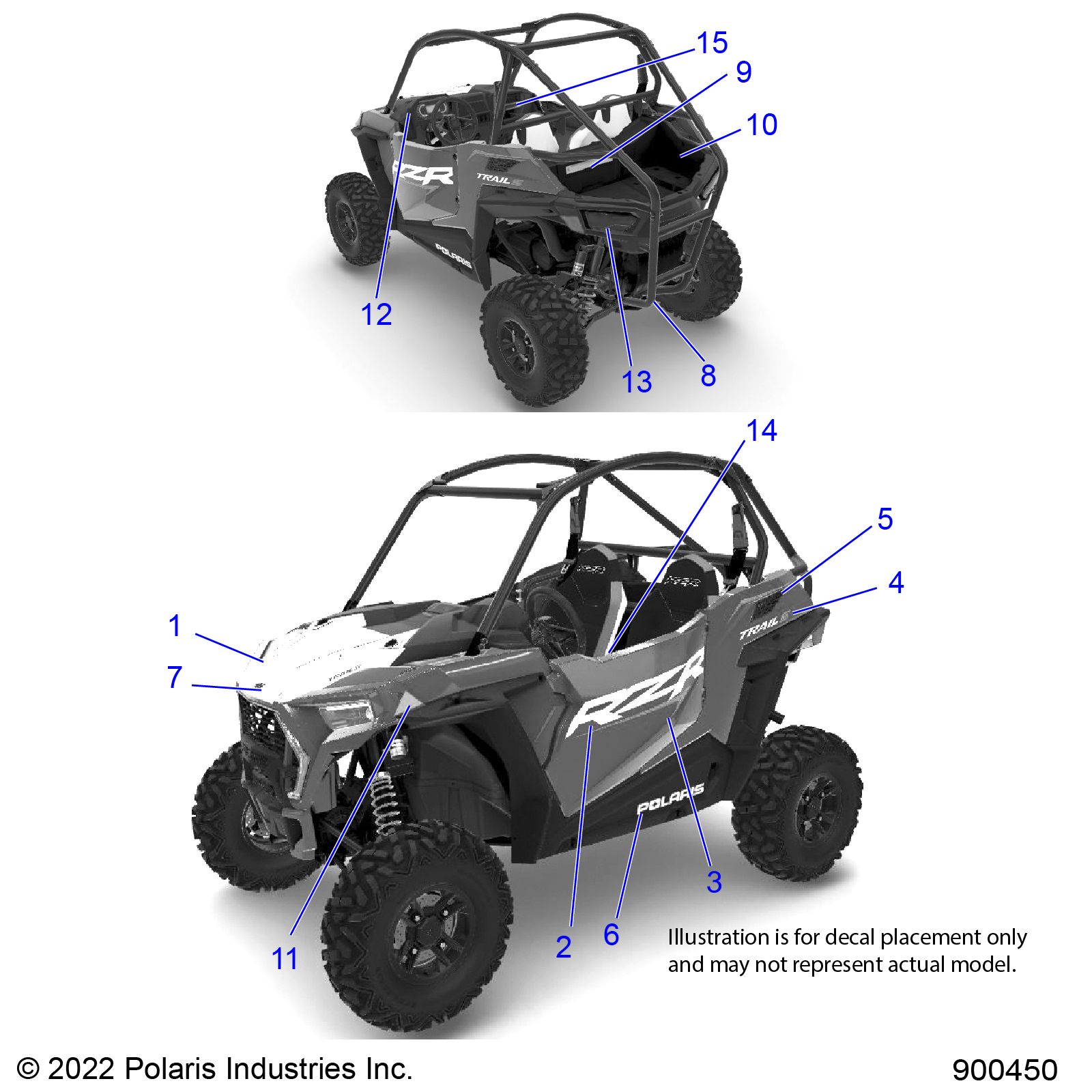 CARROSSERIE AUTOCOLLANTS POUR RZR 900 TRAIL PREMIUM 2022