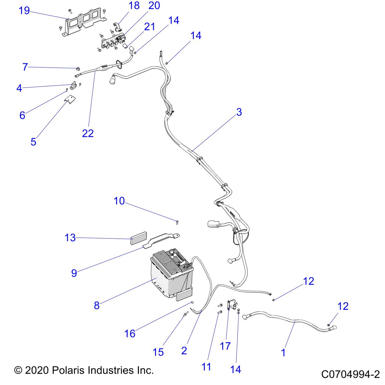 ELECTRICAL BATTERY AND RELATED POUR RZR TRAIL S 1000 EPS 3PC INTL R01 2023