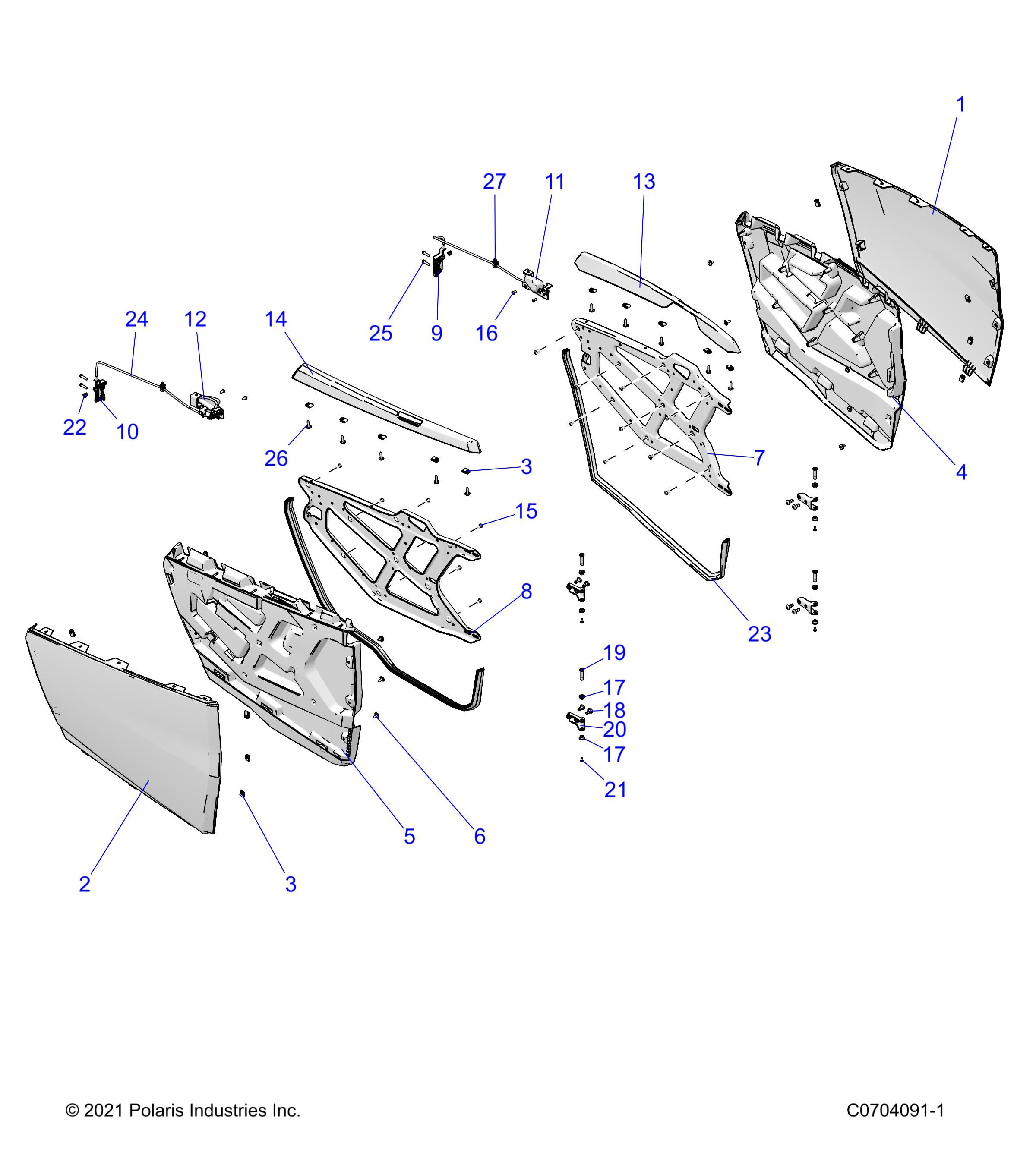 CARROSSERIE PORTIERES POUR RZR XP 1000 SPORT MIC R02 2024