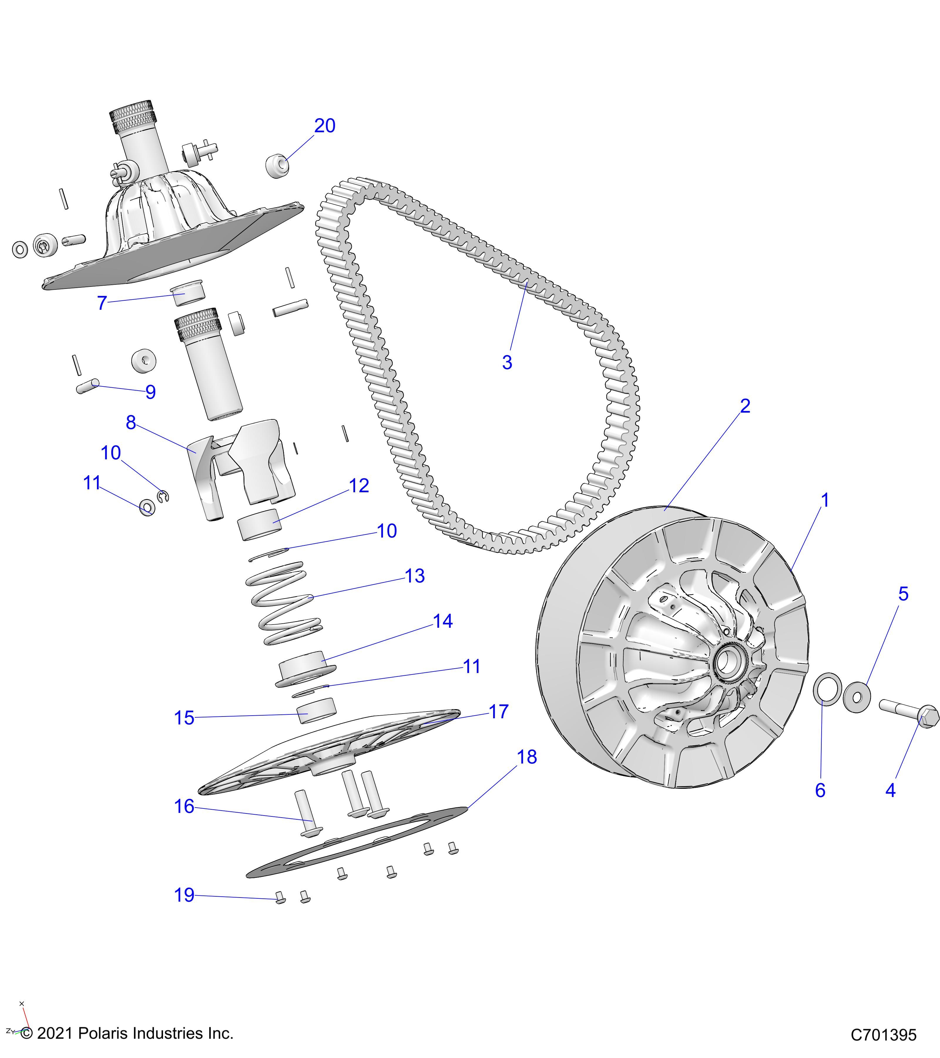 TRANSMISSION EMBRAYAGE SECONDAIRE POUR RANGER CREW XP 1000 2022