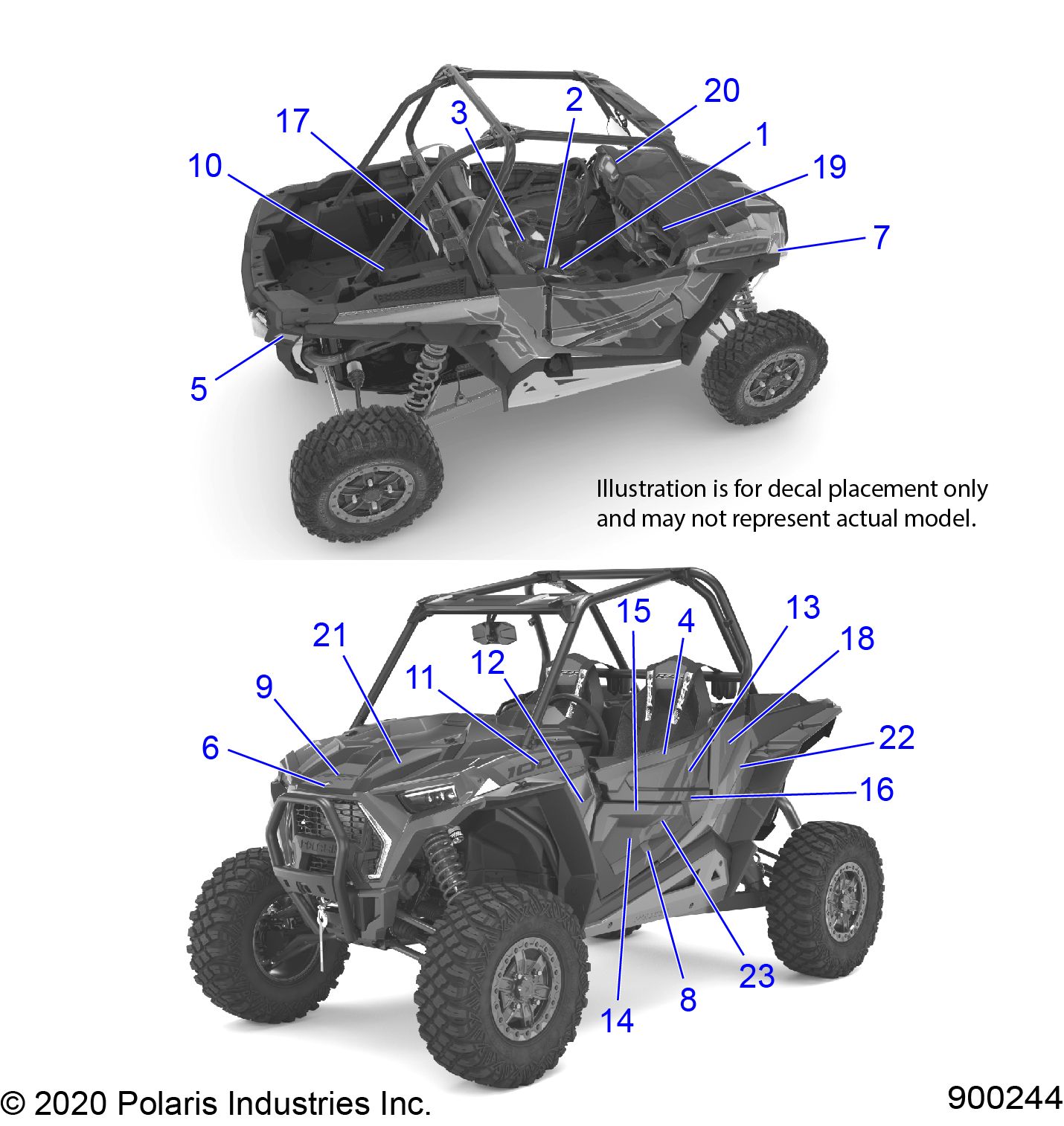 CARROSSERIE AUTOCOLLANTS POUR RZR XP 1000 TRAILS ROCKS 2021