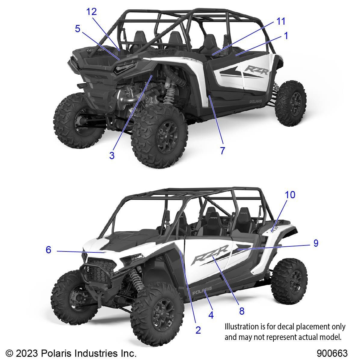 CARROSSERIE AUTOCOLLANTS POUR RZR XP 4 1000 SPORT MIC R01 2024