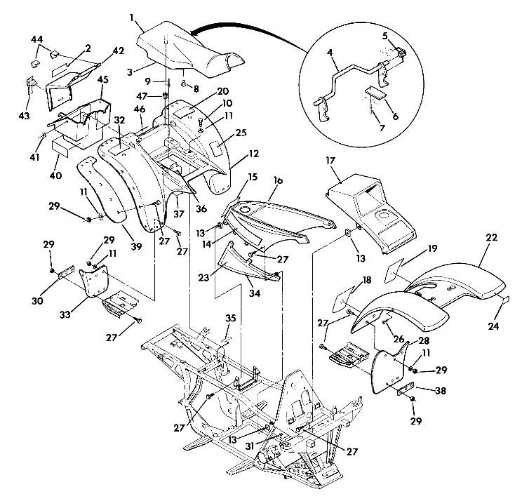 CARROSSERIE CHASSIS ET CADRE POUR TRAIL BOSS 350L 4X4 1990