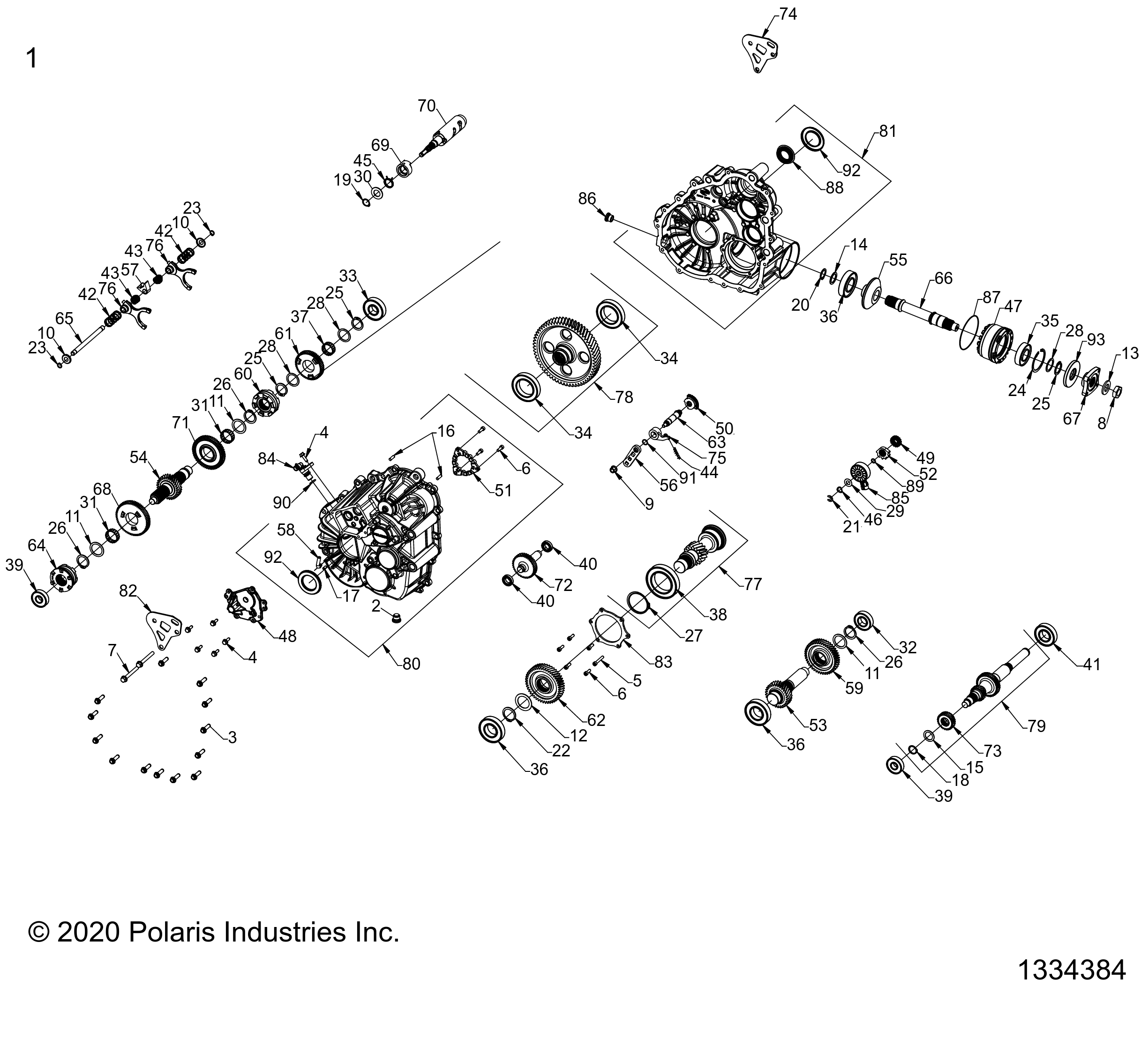 TRANSMISSION INTERIEUR BOITE PRINCIPALE POUR RZR RS1 EPS 2021