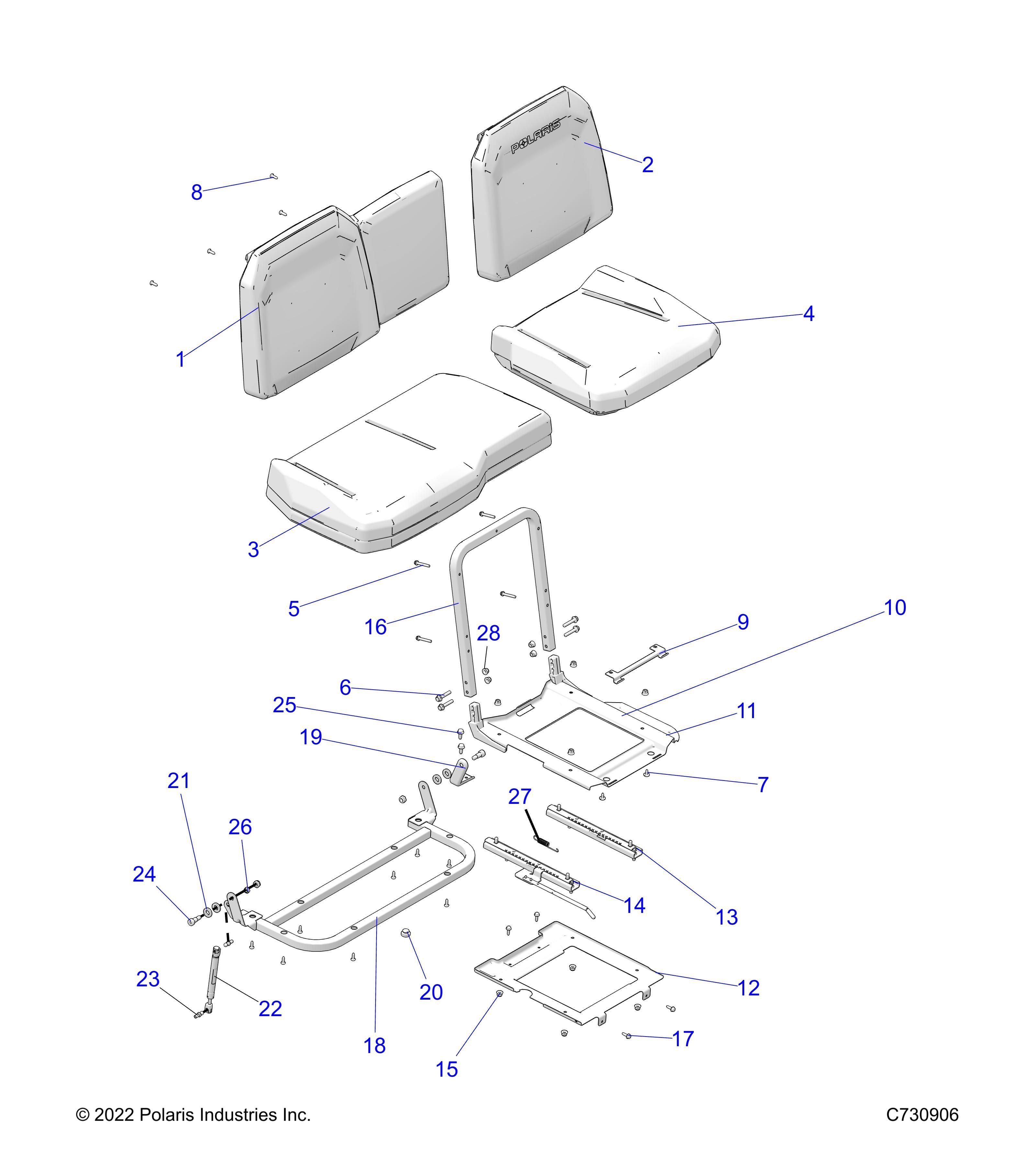 CARROSSERIE SIEGE ASM ET GLISSIERES POUR RANGER 1000 XP CREW WATERFOWL 2025