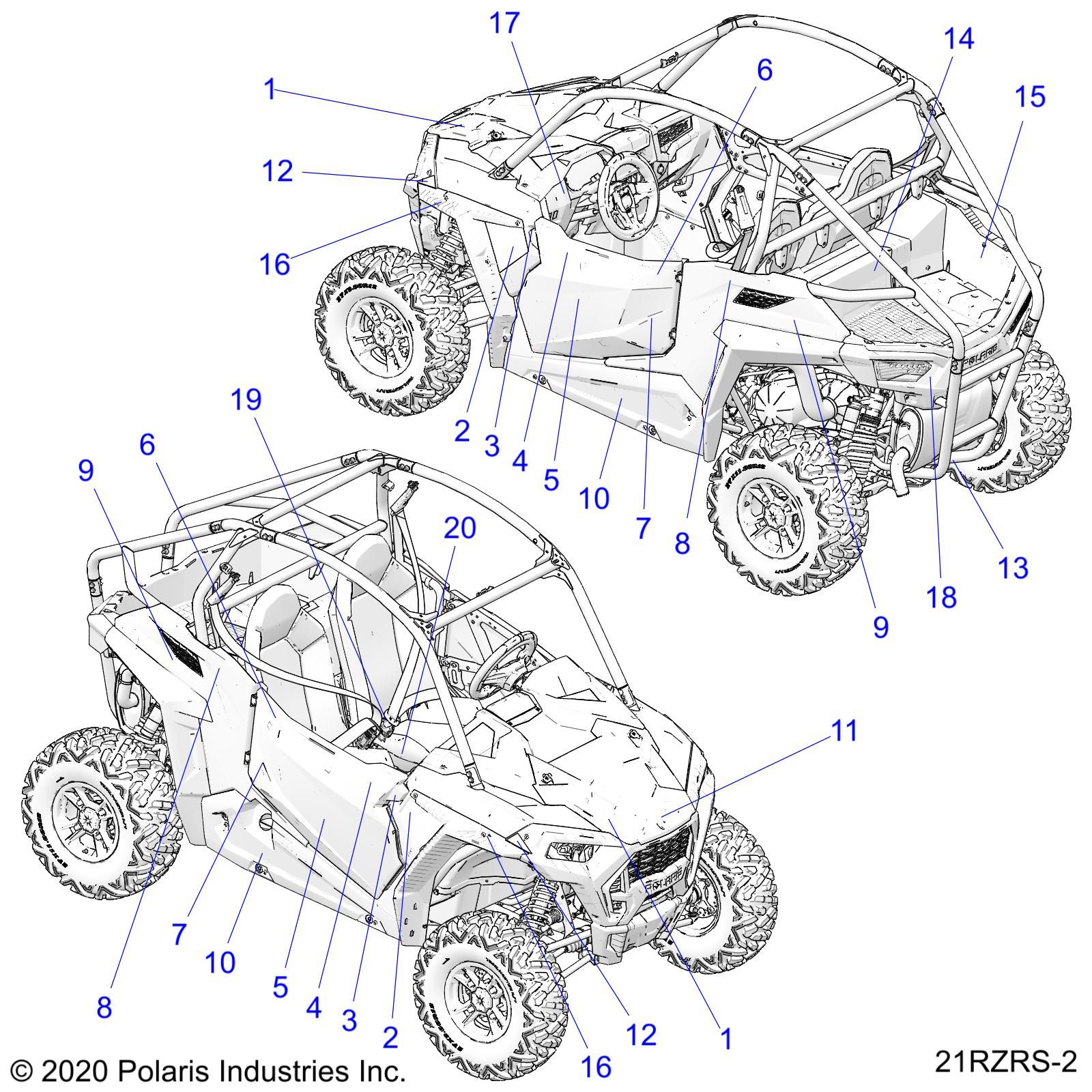 CARROSSERIE AUTOCOLLANTS POUR RZR TRAIL S 1000 EPS 2021