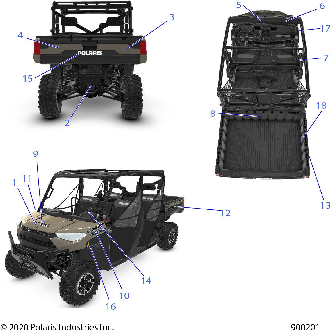 CARROSSERIE AUTOCOLLANTS POUR RANGER CREW XP 1000 RC 2021
