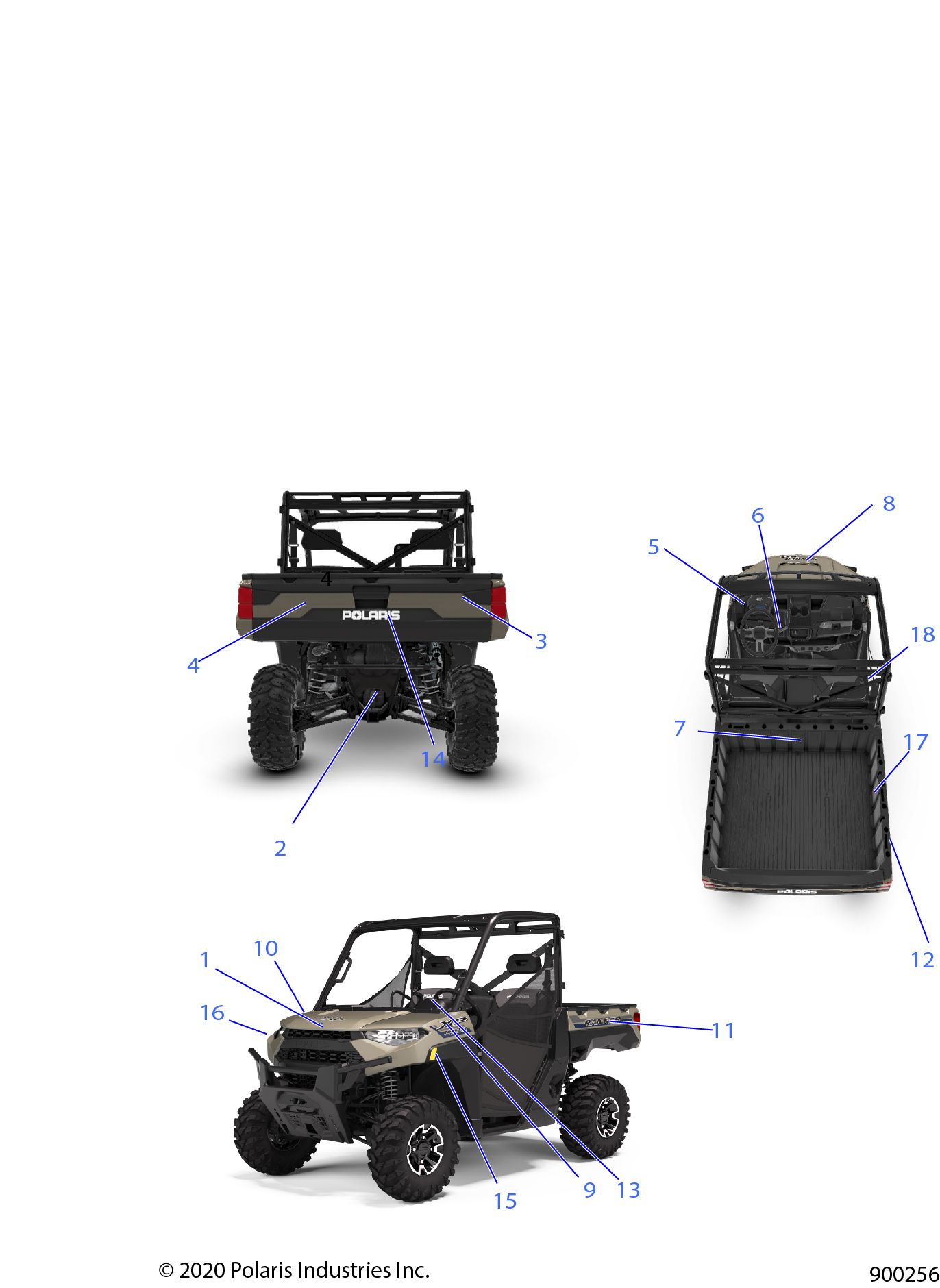 CARROSSERIE AUTOCOLLANTS POUR RANGER XP 1000 BIG GAME EVAP 2021