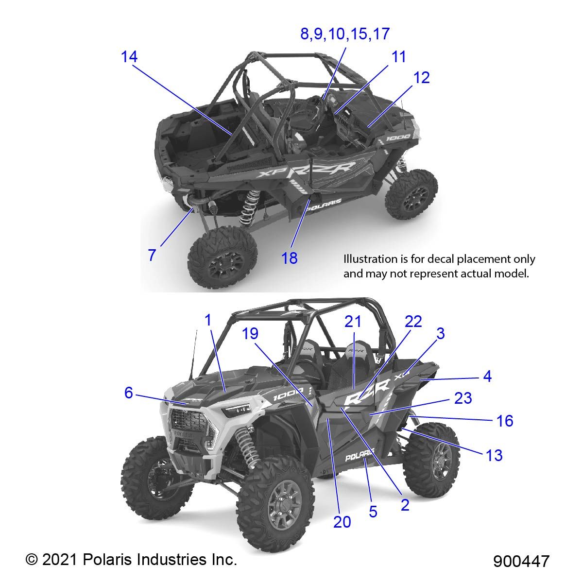 CARROSSERIE AUTOCOLLANTS POUR RZR TRAIL S 1000 EPS EUTRACTOR 2022