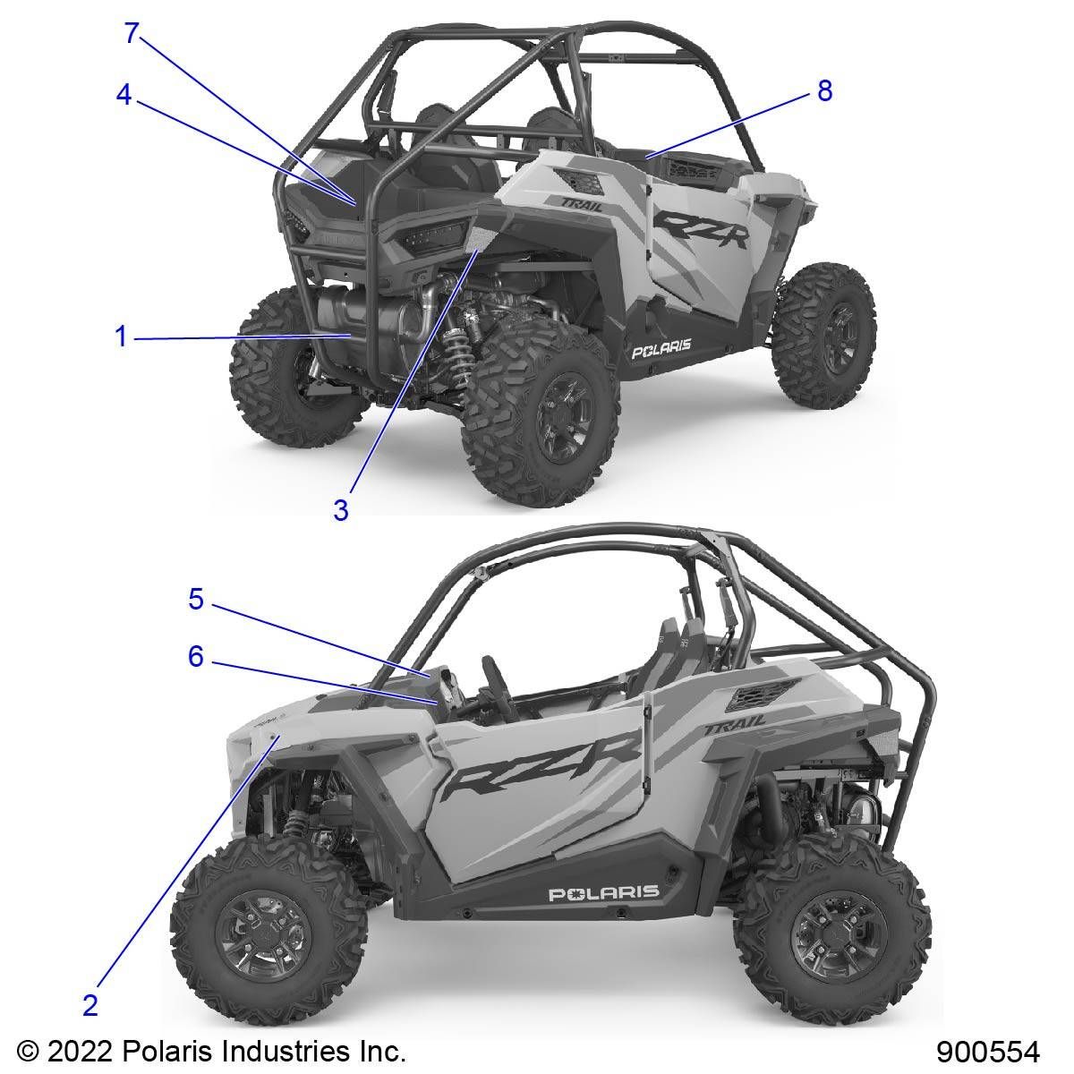 CARROSSERIE AUTOCOLLANTS STANDARD POUR RZR TRAIL S 1000 EPS R02 2023