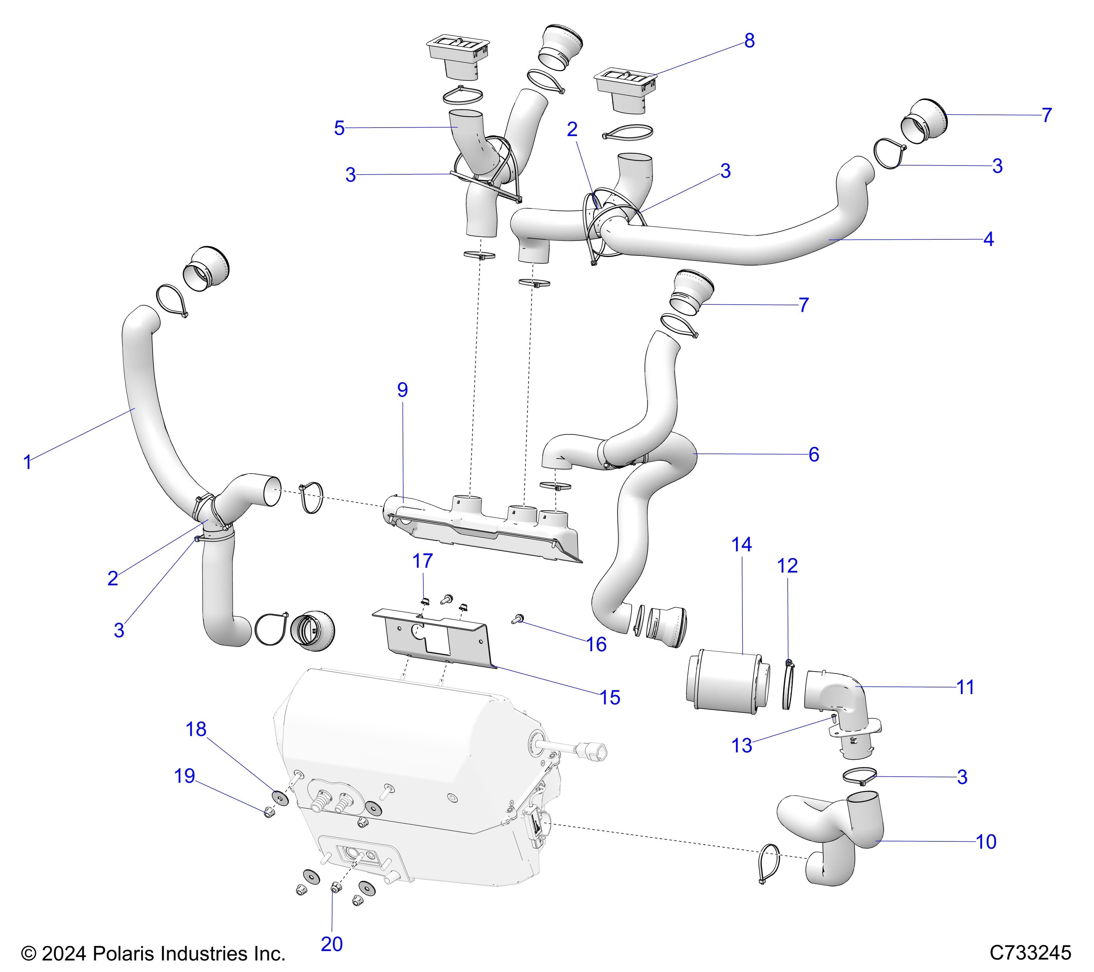 CARROSSERIE RESEAU DE CONDUITES CHAUFFAGE VENTILATION CLIMATISATION POUR RANGER 1000 XP NSTR PREMIUM 2025