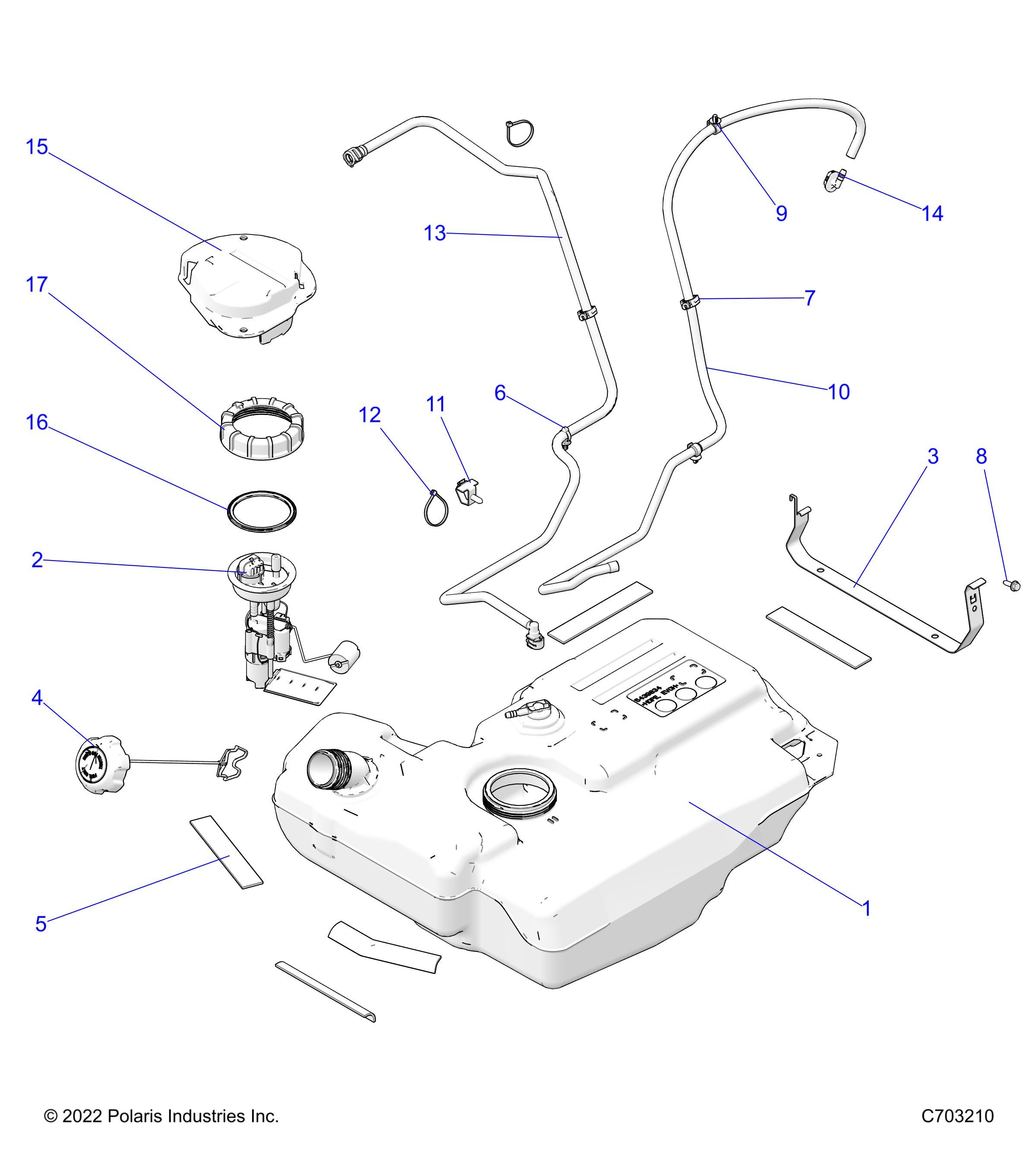 FUEL SYSTEM FUEL TANK AND RELATED POUR RZR 900 TRAIL 2023
