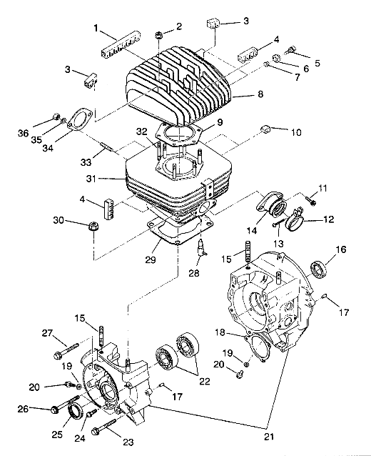 MOTEUR CARTER MOTEUR ET CYLINDRE POUR 250 6X6 1993