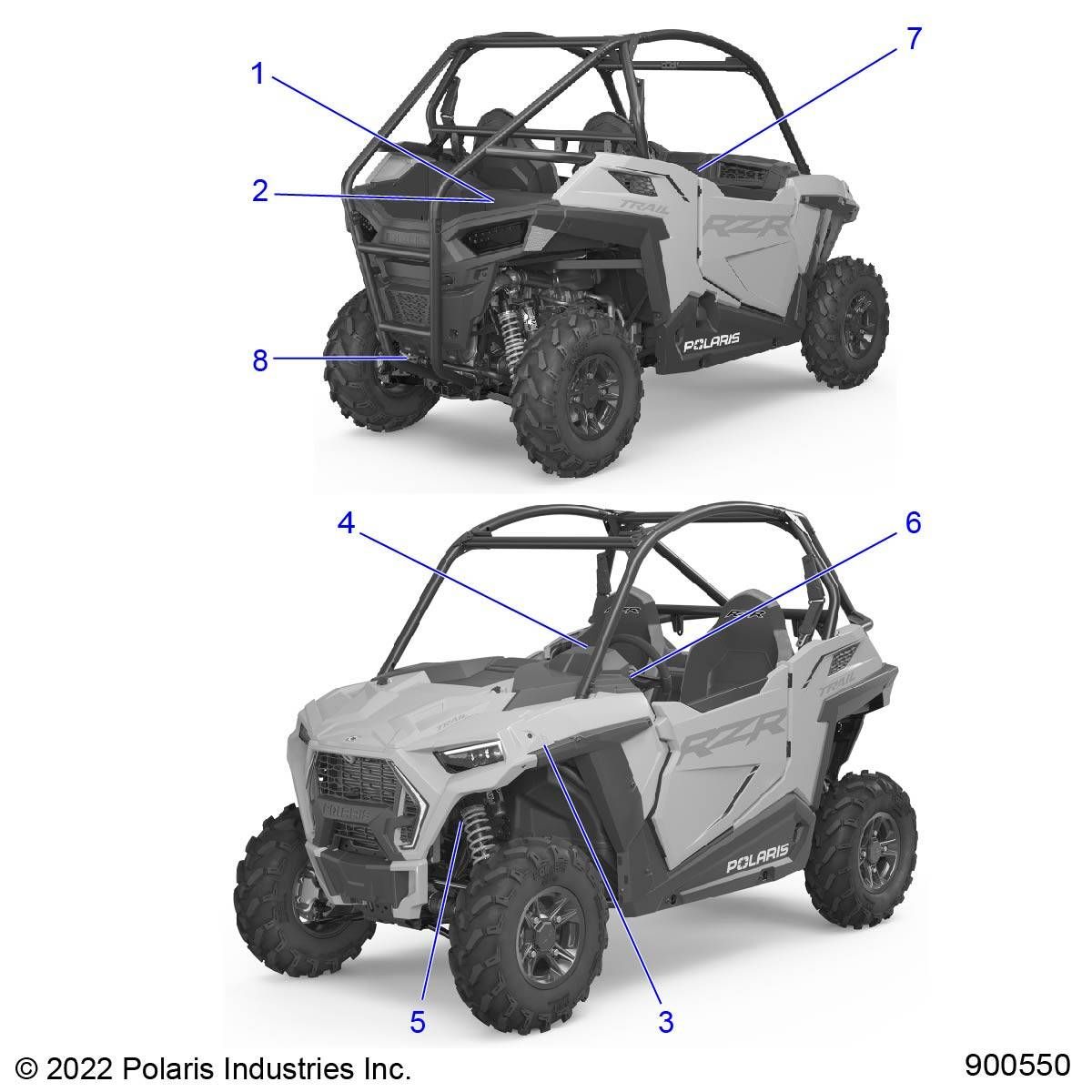 BODY DECALS WARNING POUR RZR 900 TRAIL R02 2023