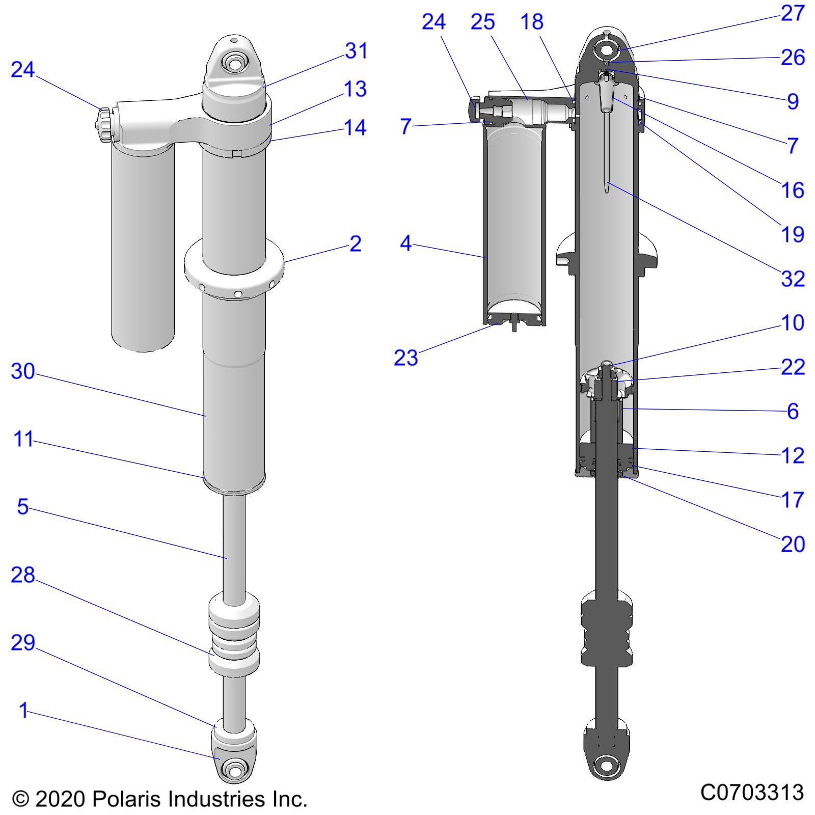 SUSPENSION REAR SHOCK INTERNALS POUR RZR XP 4 1000 PS EVAP 2022