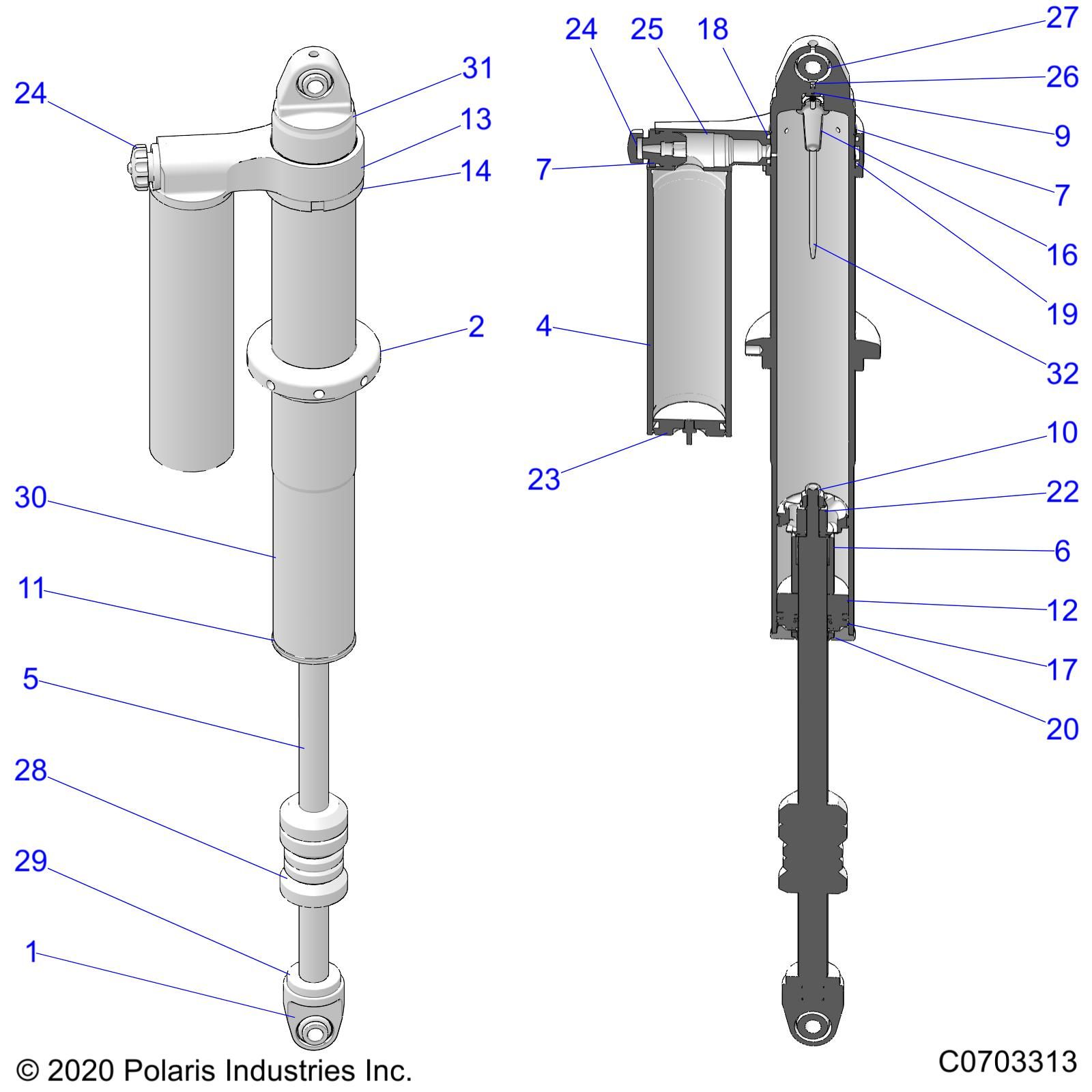 SUSPENSION REAR SHOCK INTERNALS POUR RZR XP 4 1000 PREMIUM 2022