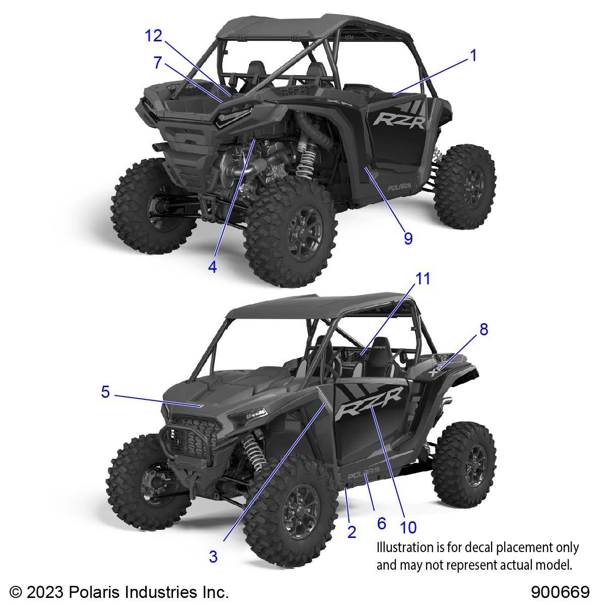 CARROSSERIE AUTOCOLLANTS POUR RZR XP 1000 PREMIUM R01 2024