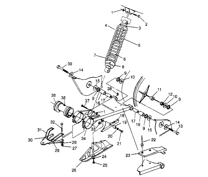 SUSPENSION BRAS OSCILLANT  MONTAGE AMORTISSEUR POUR TRAIL BOSS 1994