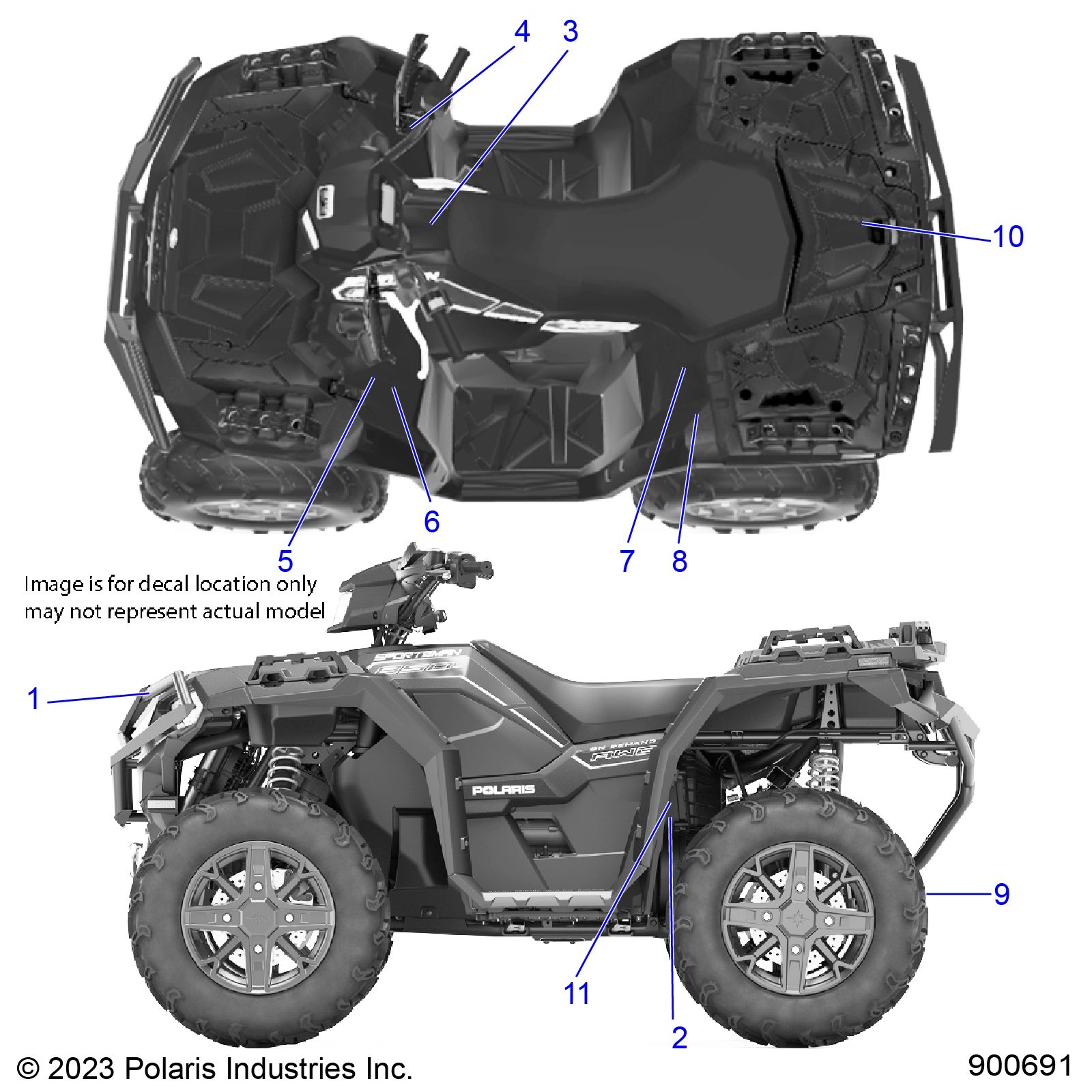 CARROSSERIE AUTOCOLLANTS STANDARD POUR SPORTSMAN 850 EPS UT 49 48 2025