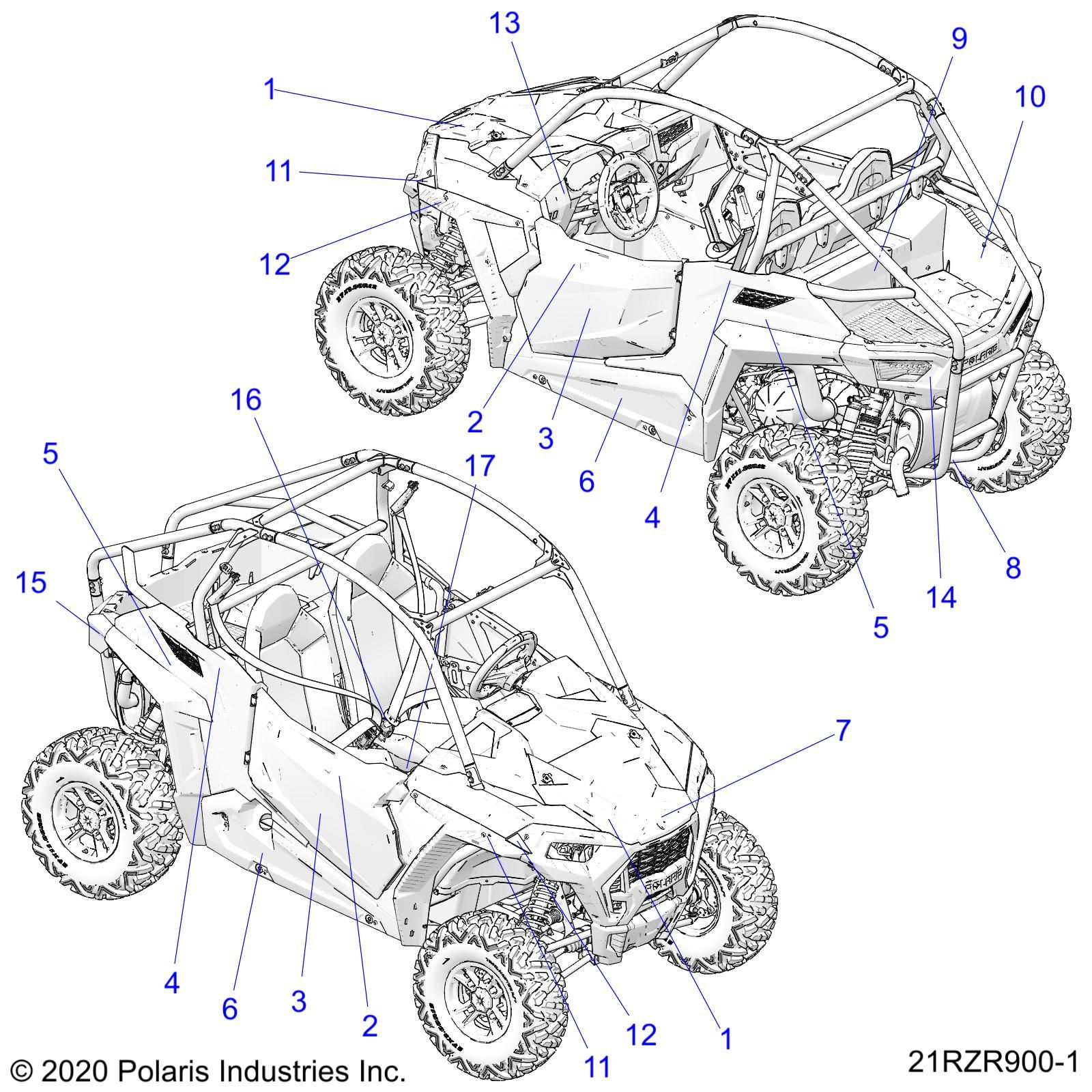 CARROSSERIE AUTOCOLLANTS POUR RZR 900 TRAILTRAIL S 2021