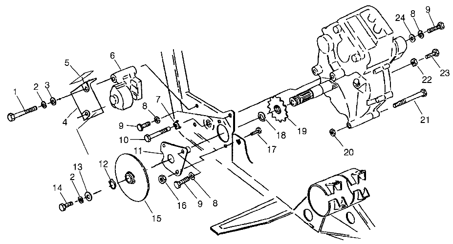 GEARCASEBRAKE AND CHAIN COVER MOUNTING XPRESS 300 AND XPRESS 400 W POUR XPRESS 400 1996