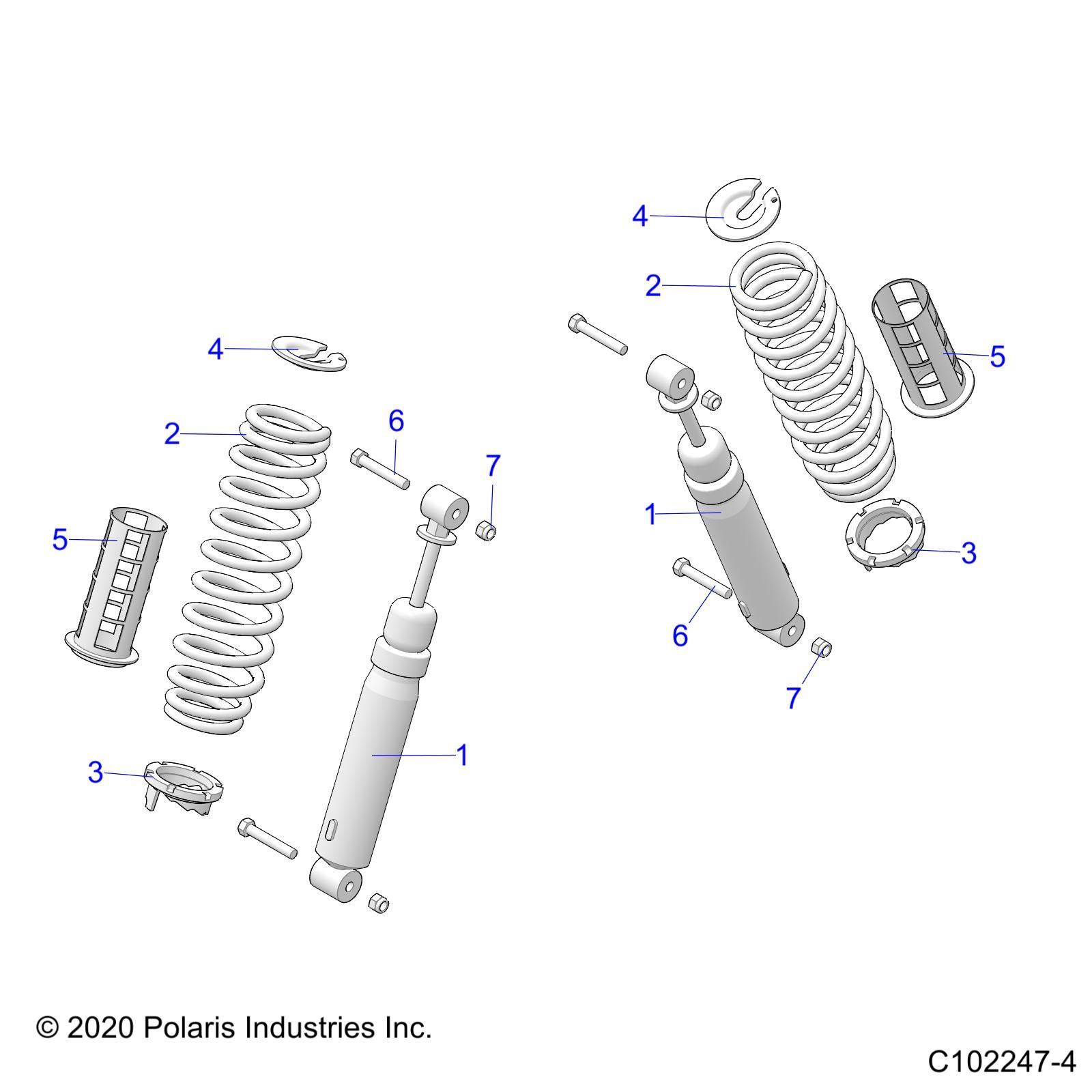 SUSPENSION MIDDLE SHOCKS AND MOUNTING POUR SPORTSMAN 570 6X6 EPS LE EU R01 2023