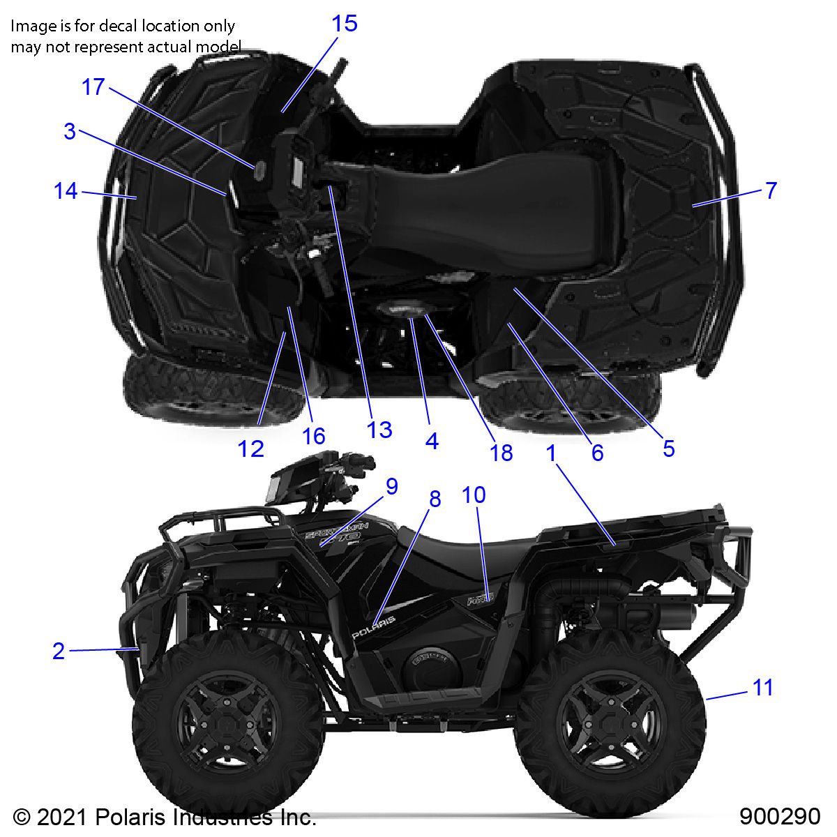 CARROSSERIE AUTOCOLLANTS POUR SPORTSMAN 570 SP TRAIL PACKAGE 2021