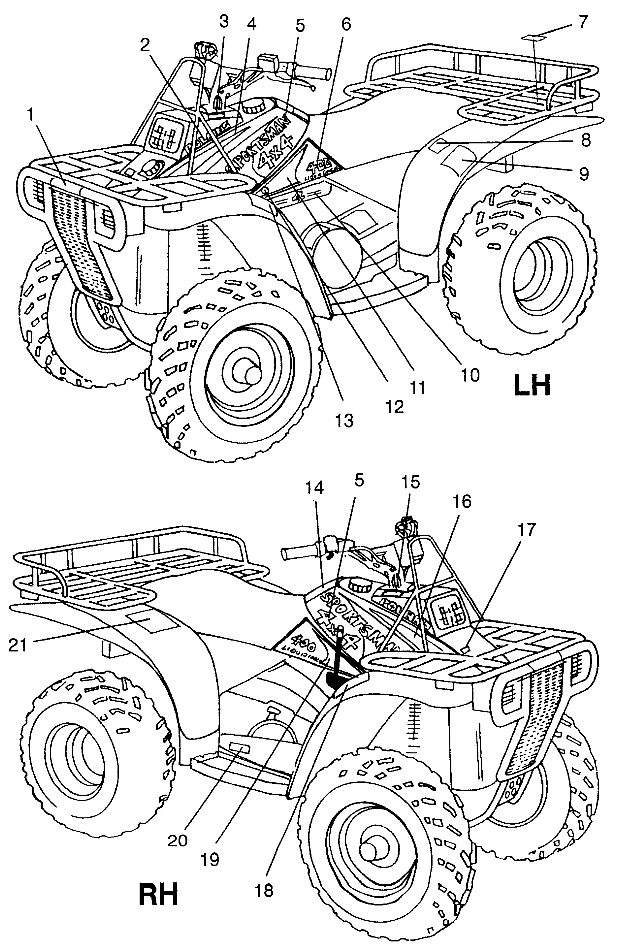 CARROSSERIE AUTOCOLLANTS POUR SPORTSMAN 400L 1997