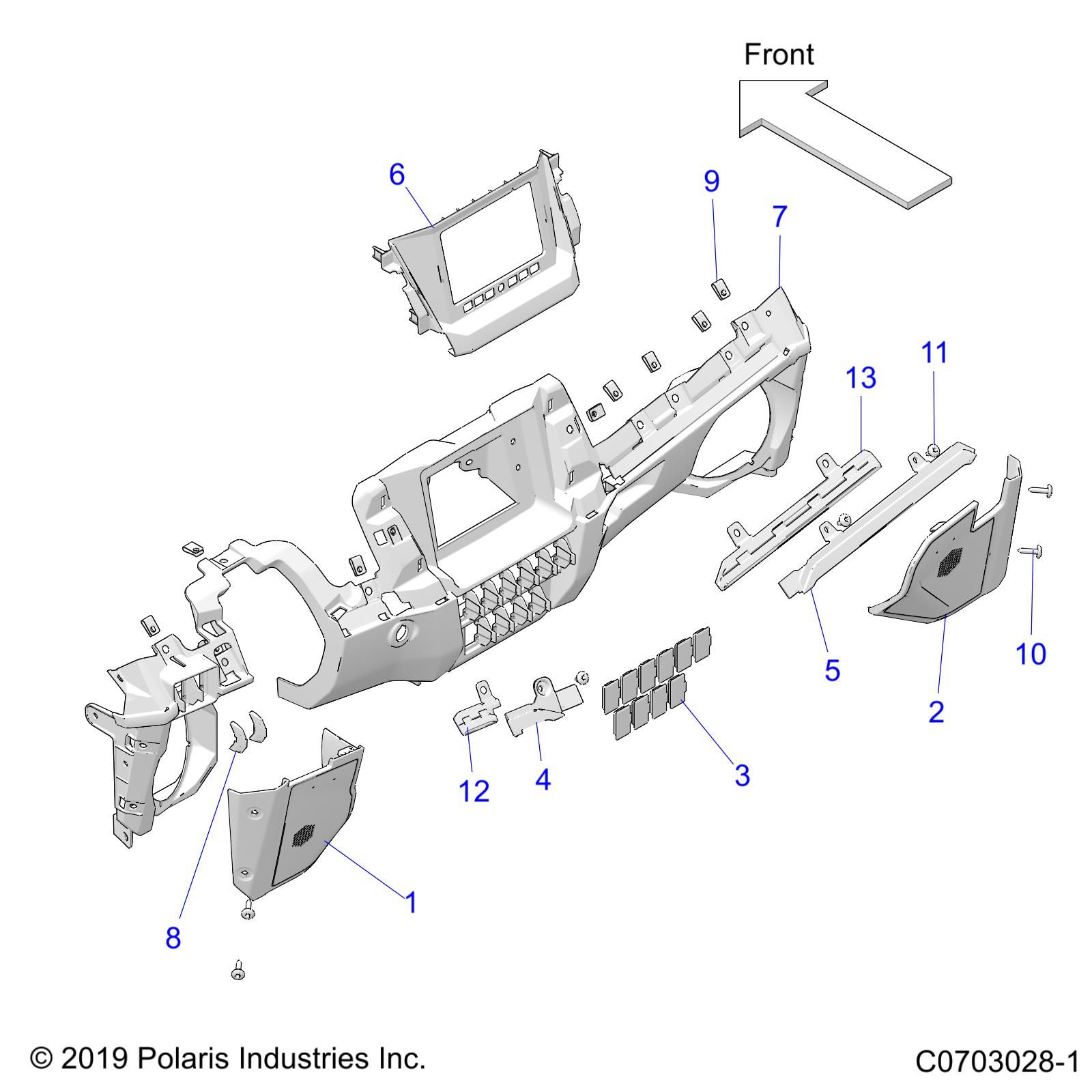 CARROSSERIE TABLEAU DE BORDS INFERIEUR POUR RZR 64 T 2022