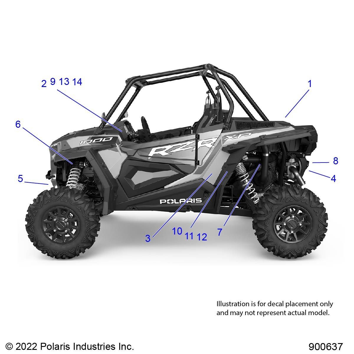 BODY DECALS AND COMPONENTS 3PC POUR RZR XP 1000 EPS 3PC INTL R01 2023