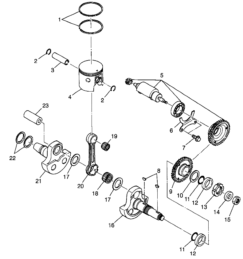 MOTEUR PISTON ET VILBREQUIN POUR BIG BOSS 6X6 400L 1997