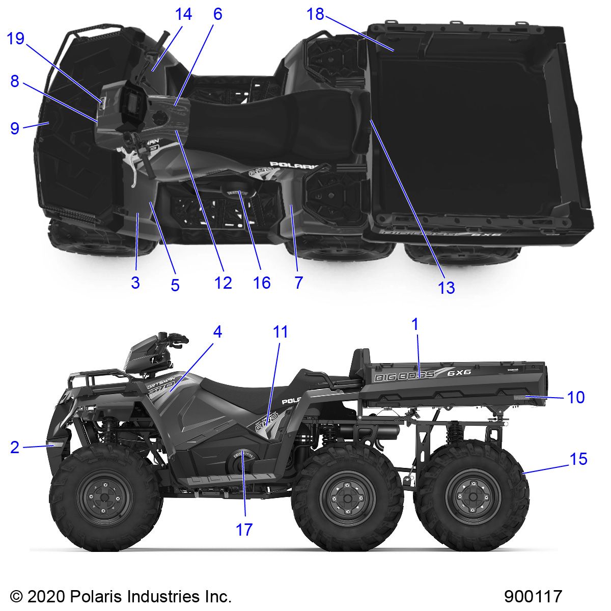 CARROSSERIE AUTOCOLLANTS POUR SPORTSMAN 570 6X6 2020