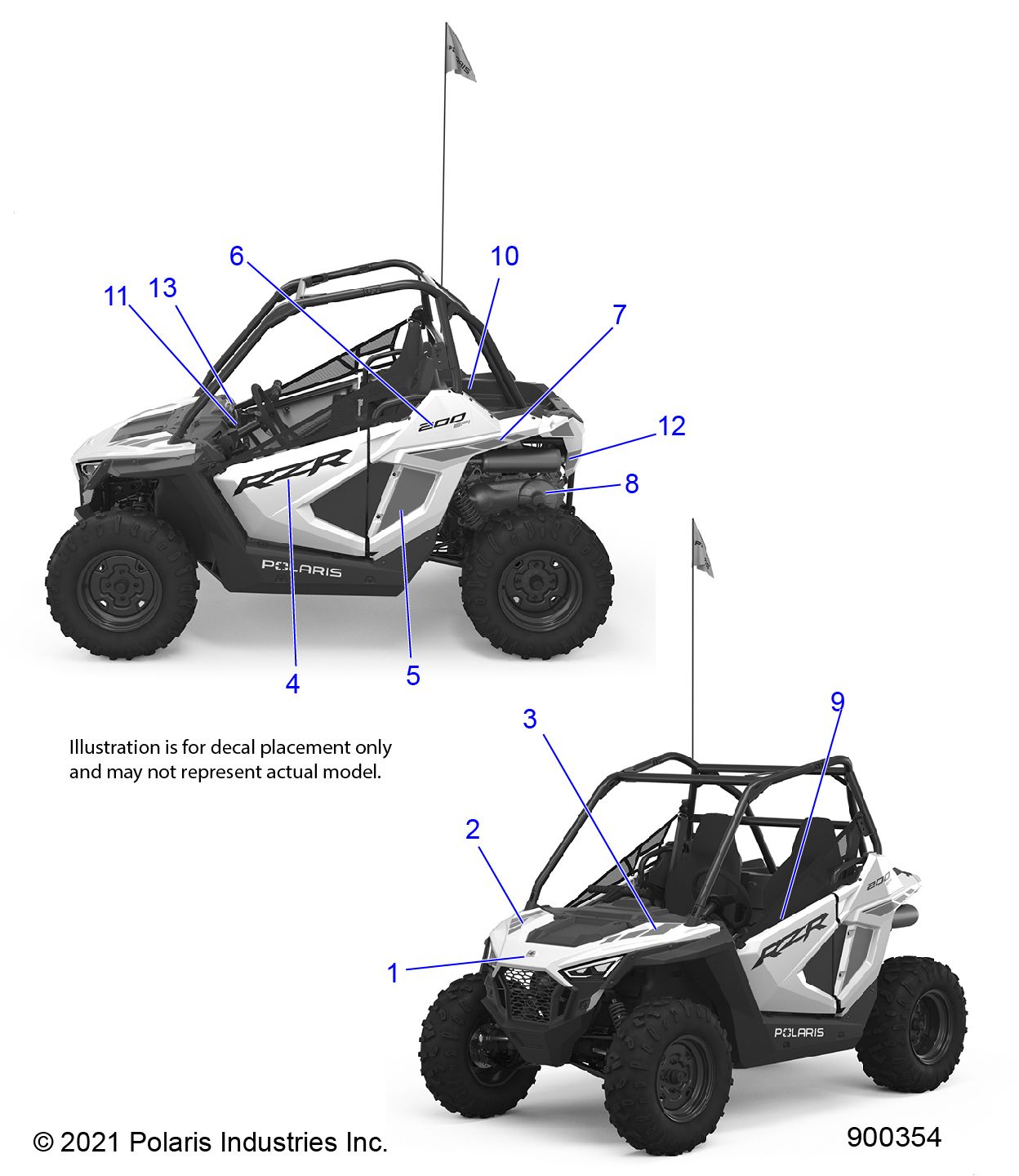 CARROSSERIE AUTOCOLLANTS POUR RZR 200 MD 2022