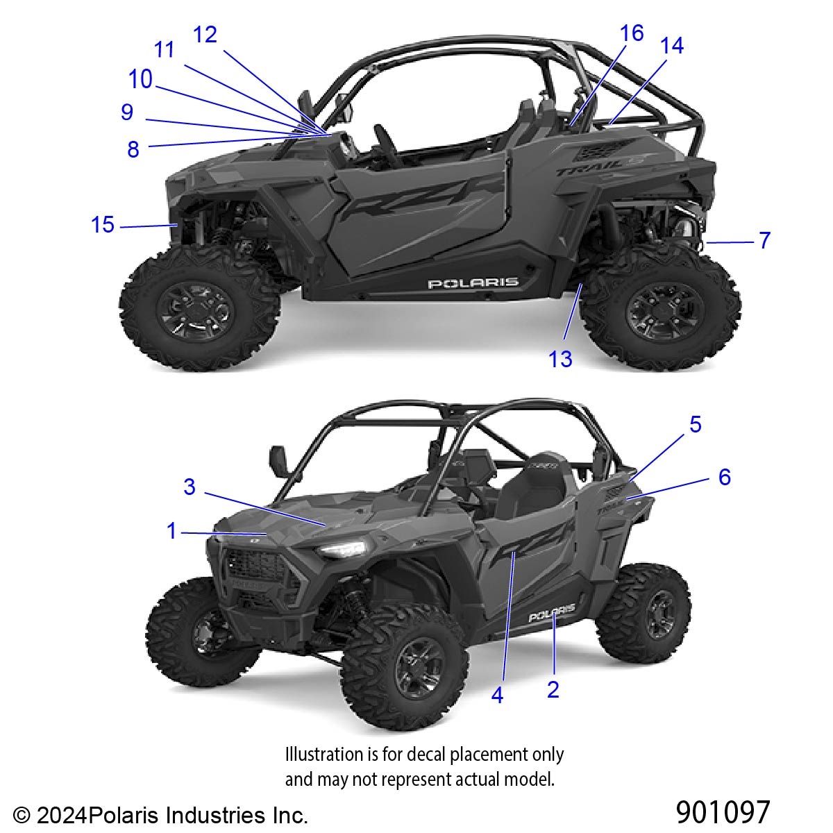 CARROSSERIE AUTOCOLLANTS POUR RZR TRAIL S 1000 EPS EU5 3PC 2025