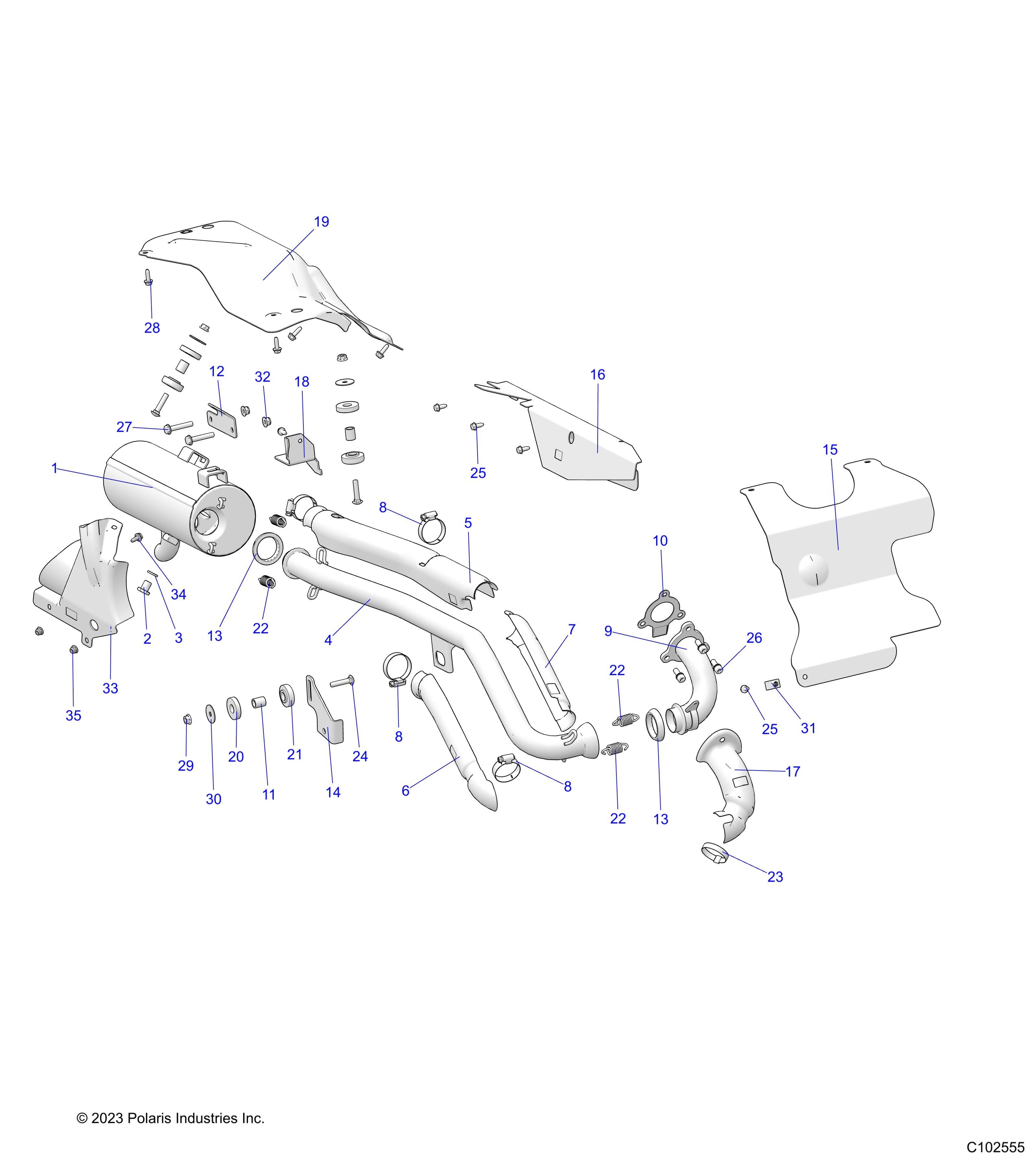 MOTEUR ECHAPPEMENT POUR SPORTSMAN 450 EPS HO 50S 2024