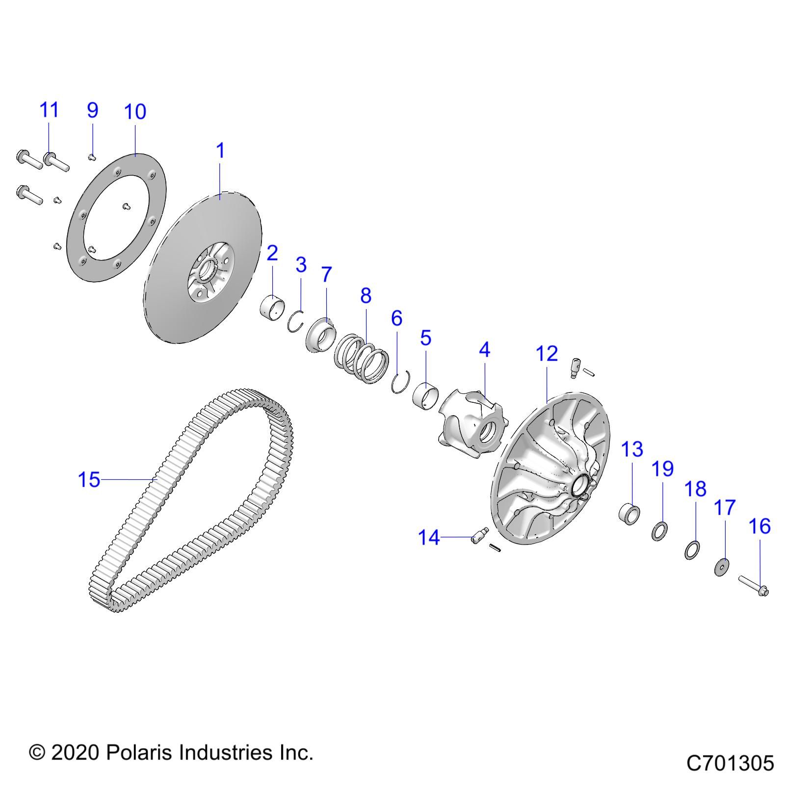 TRANSMISSION EMBRAYAGE SECONDAIRE POUR RANGER XP 1000 EPS EU 2021