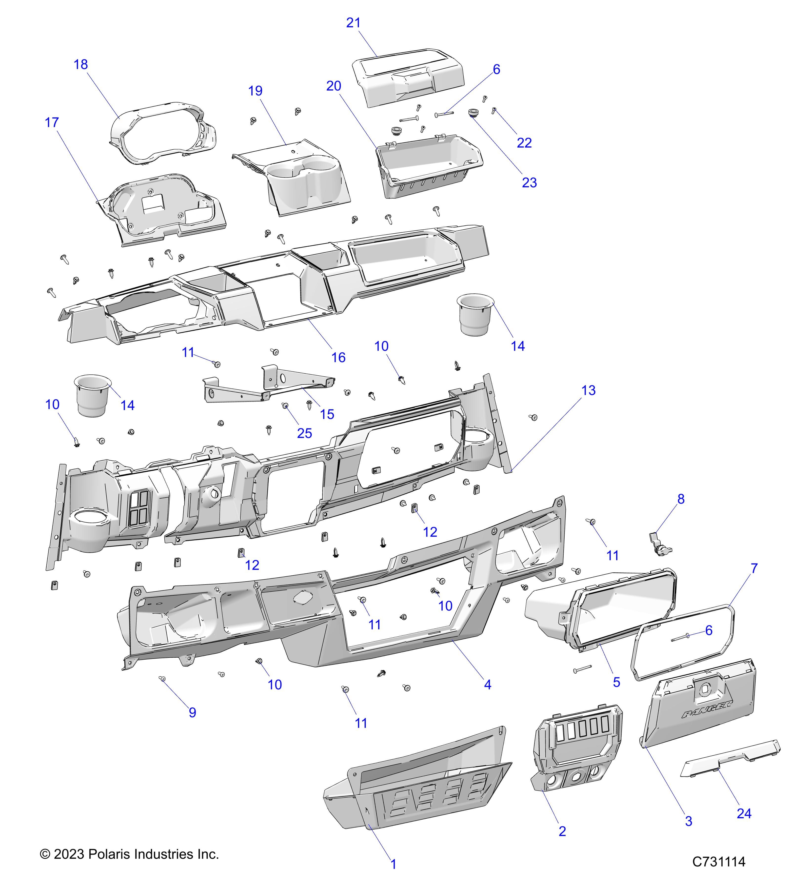 CARROSSERIE TABLEAU DE BORDS POUR RANGER 1000 XP 2024