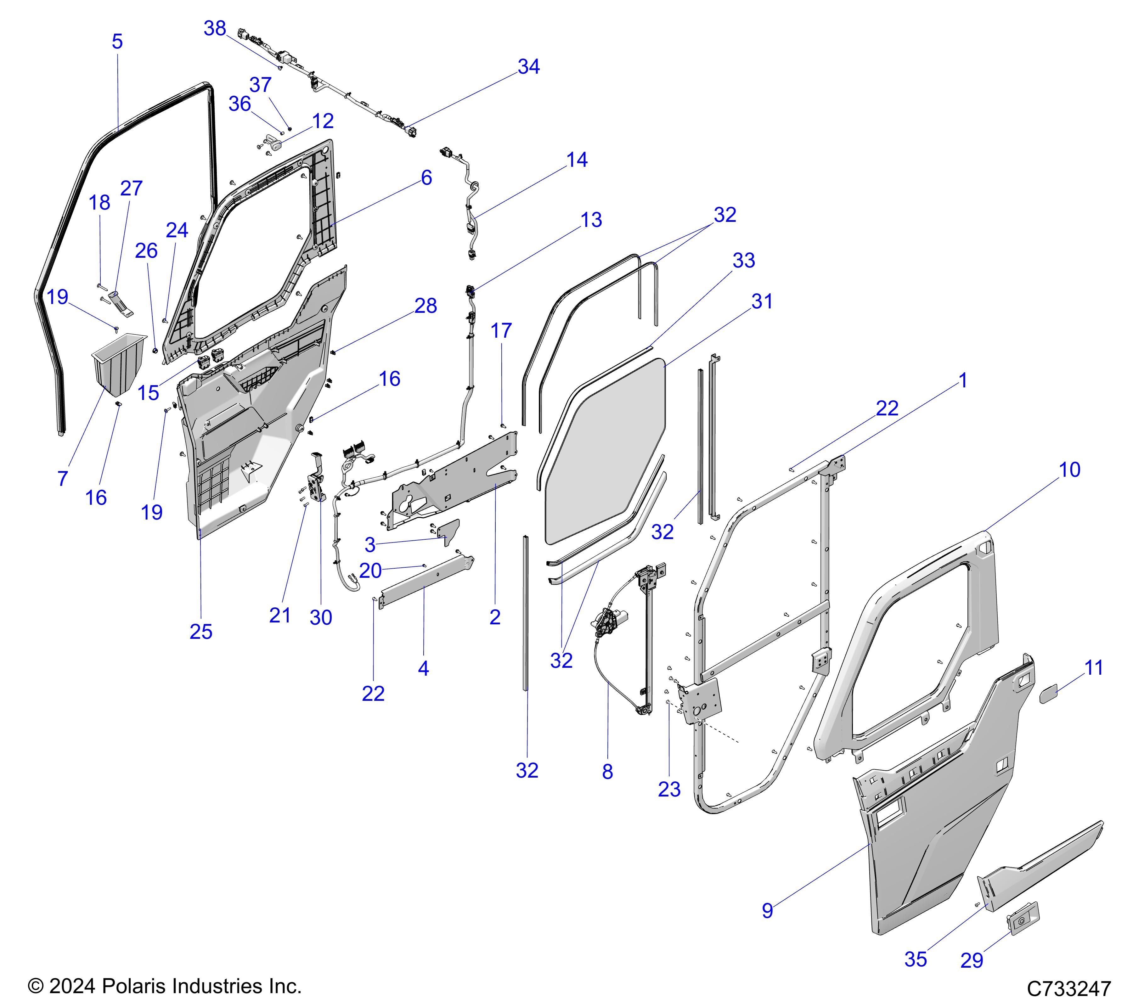CARROSSERIE PORTE PLEINE PUISSANCE POUR RANGER 1000 XP CREW NORTHSTAR TEXAS EDITION 2025