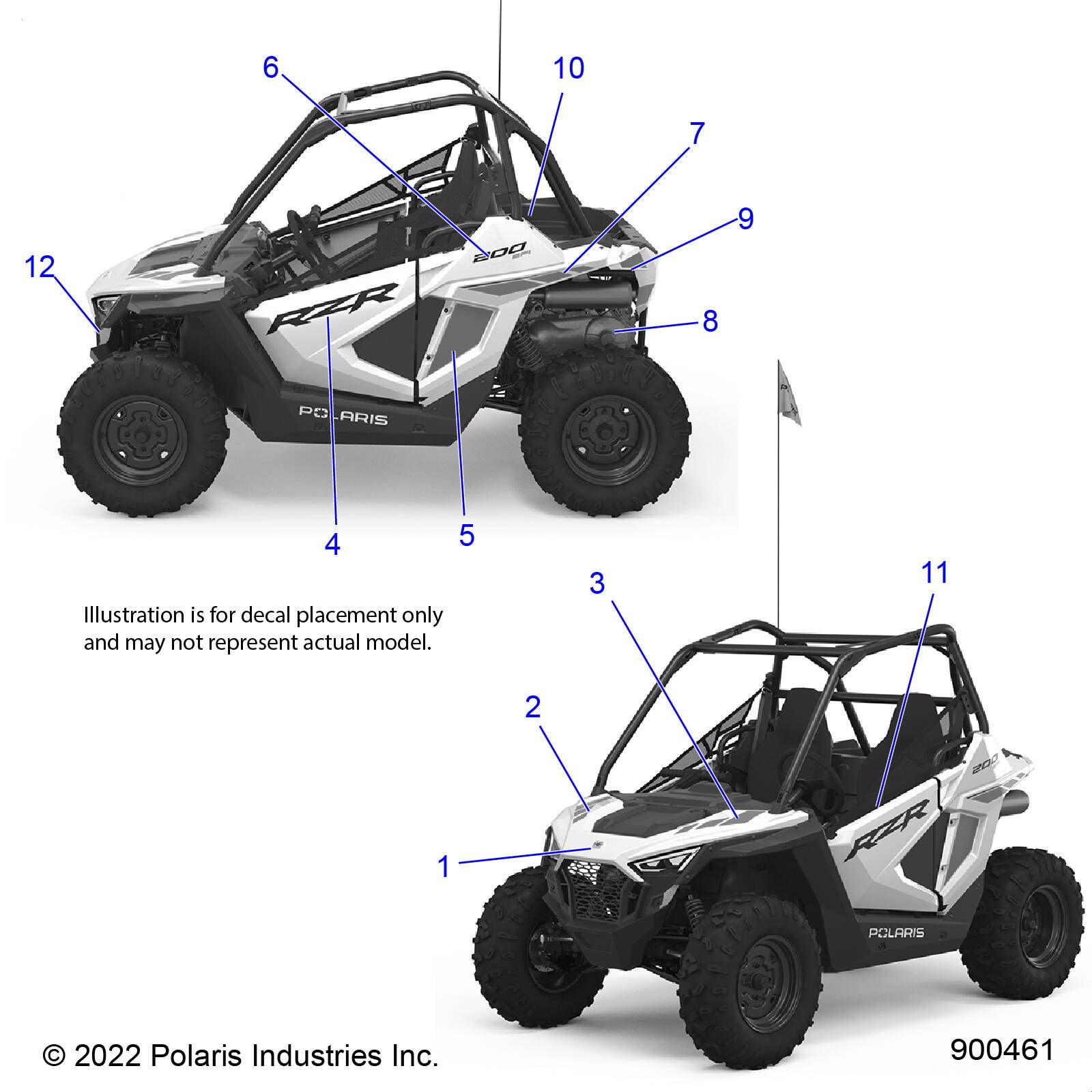 CARROSSERIE AUTOCOLLANTS POUR RZR 200 AU R02 2023