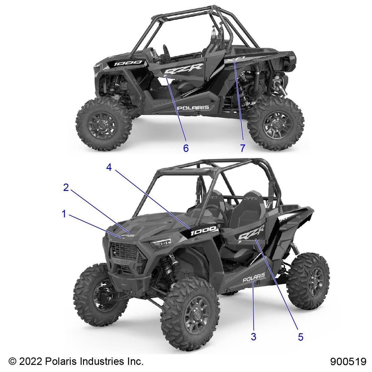 CARROSSERIE AUTOCOLLANTS DESIGN POUR RZR XP 1000 SPORT R01 2023