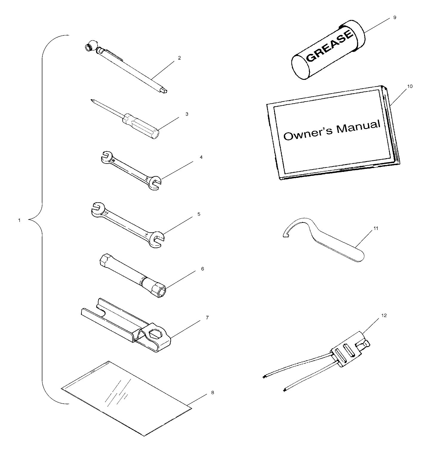 REFERENCES TROUSSE A OUTILS POUR SPORTSMAN 500 1999