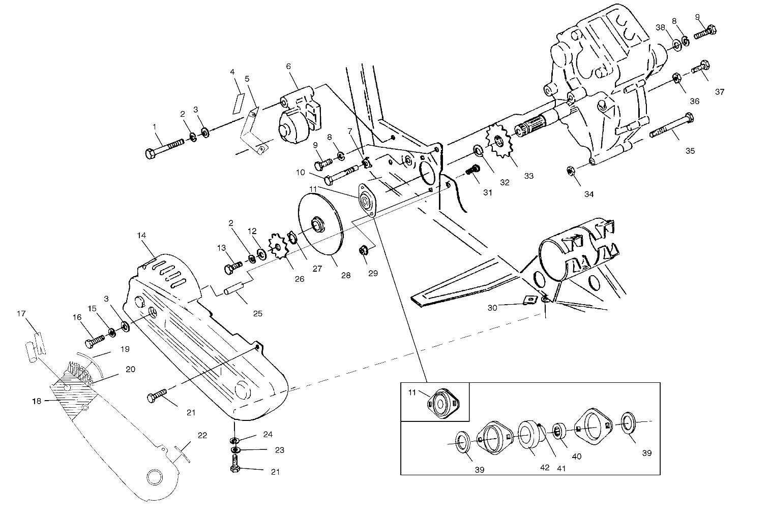 TRANSMISSION BOITE DE VITESSE FREIN ET GARDE CHAINE POUR BIG BOSS 500 6X6 1999