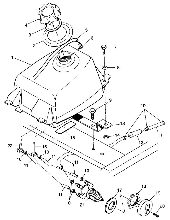 CARROSSERIE RESERVOIR CARBURANT POUR SPORT 400 1999