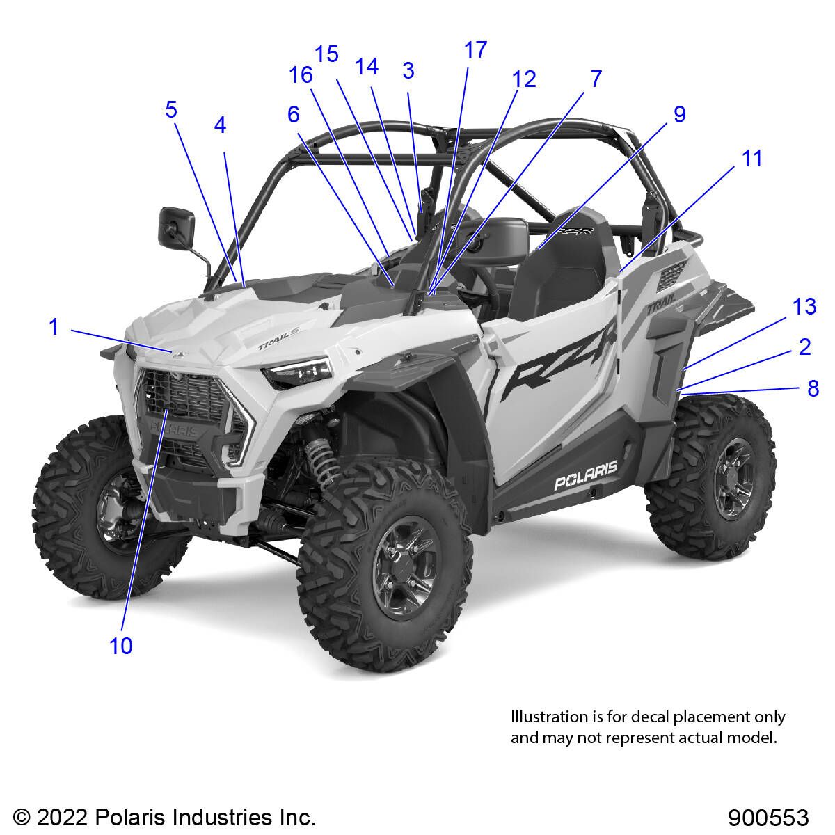 BODY DECALS STANDARD POUR RZR TRAIL S 1000 EPS 3PC INTL R01 2023
