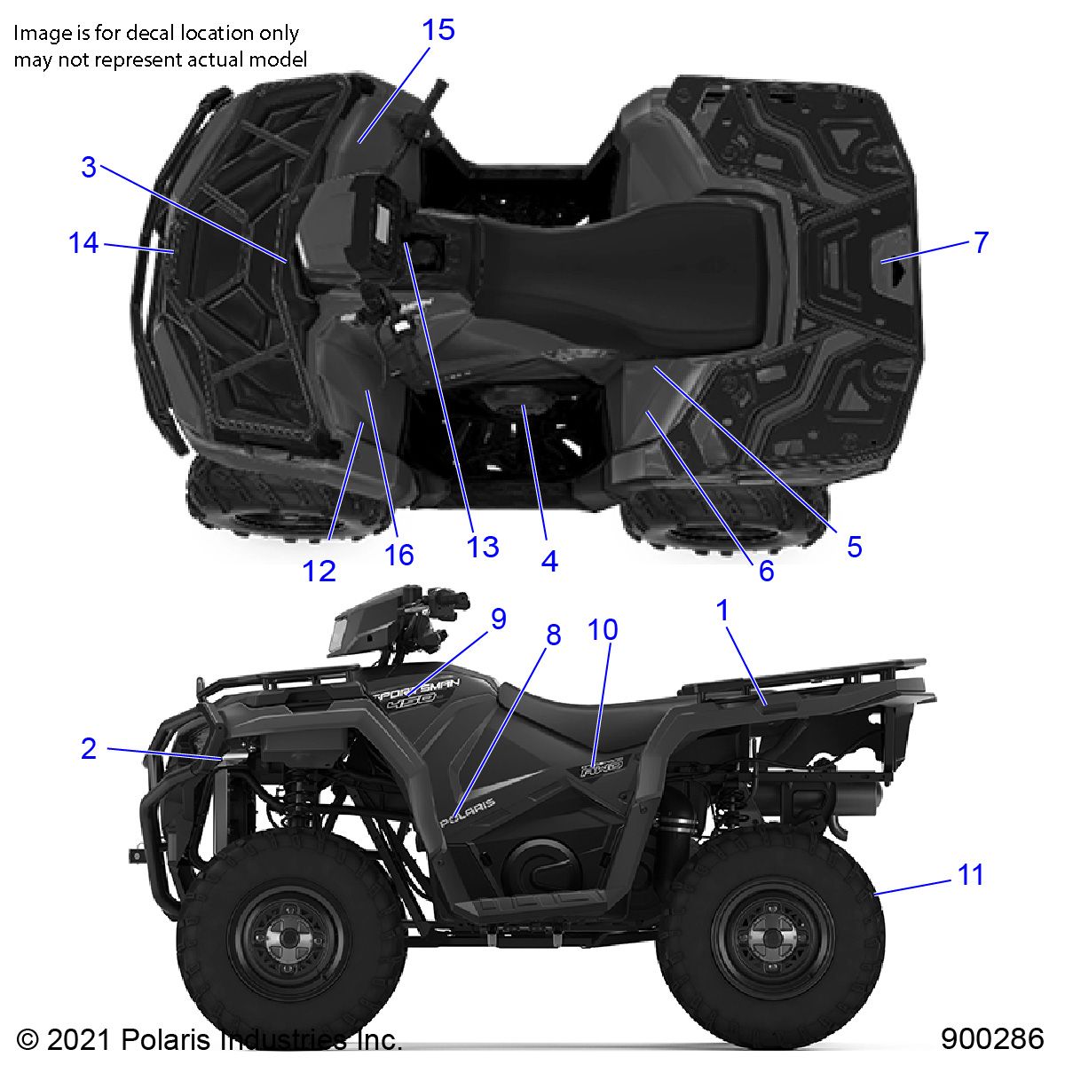 CARROSSERIE AUTOCOLLANTS POUR SPORTSMAN 450 HO UTILITY 2021